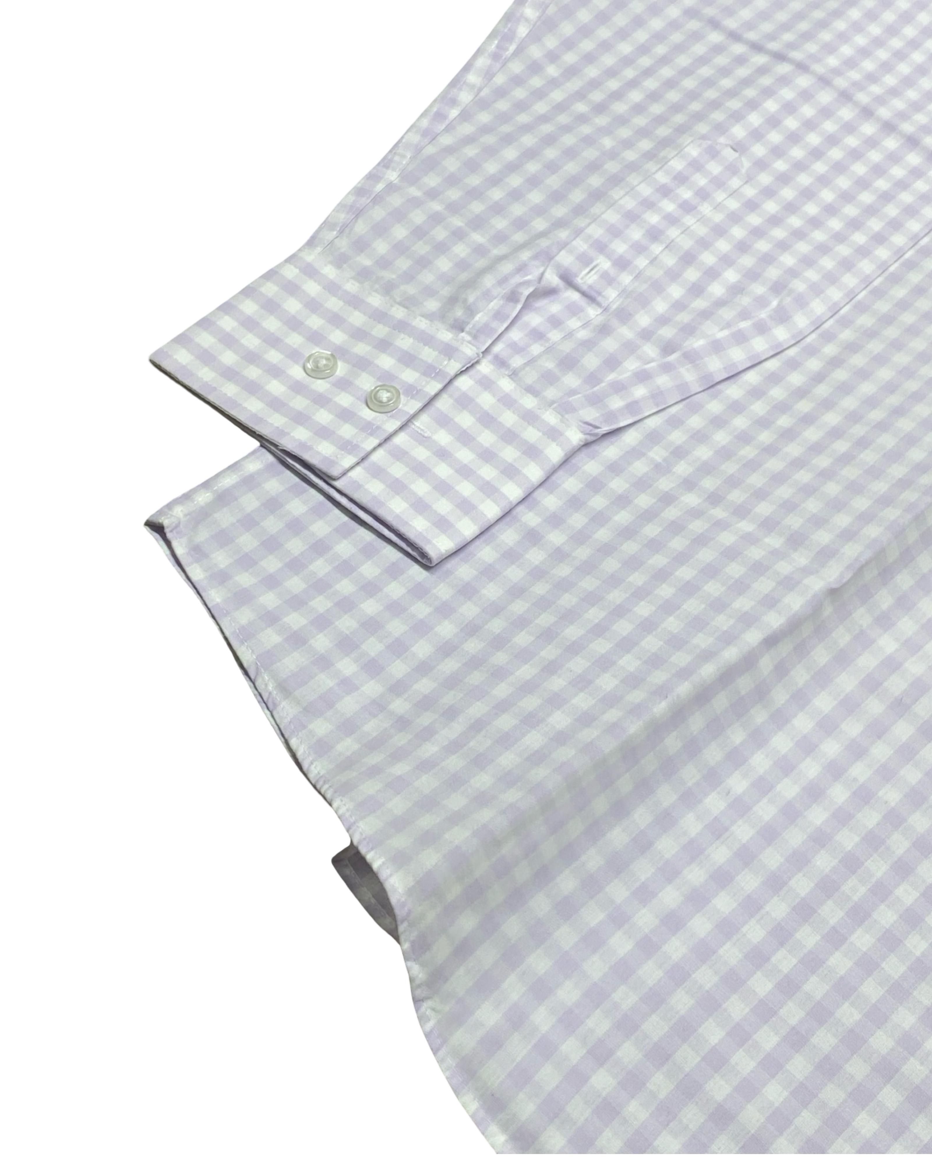 Debenhams Collection Lilac Gingham Check Shirt | Large | Chest 24”