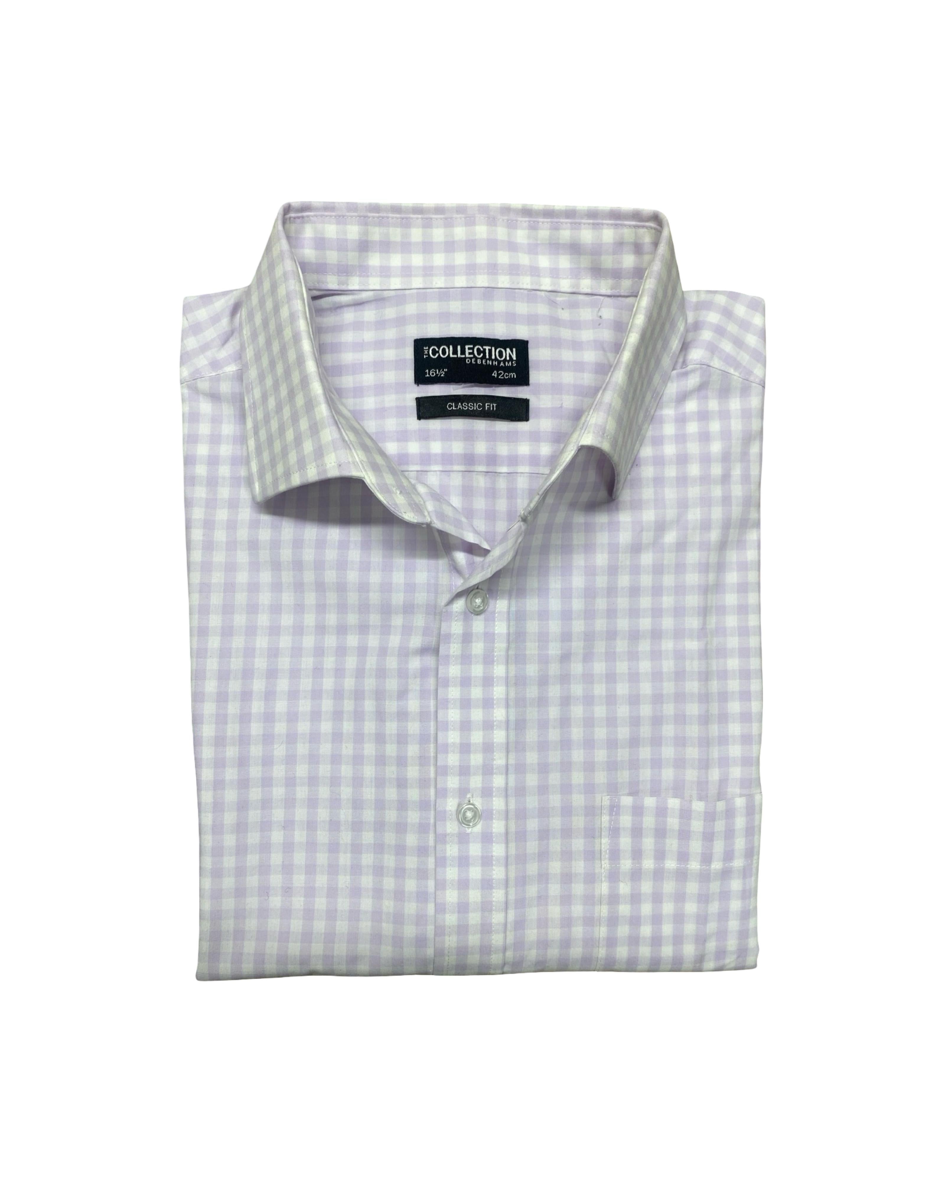 Debenhams Collection Lilac Gingham Check Shirt | Large | Chest 24”