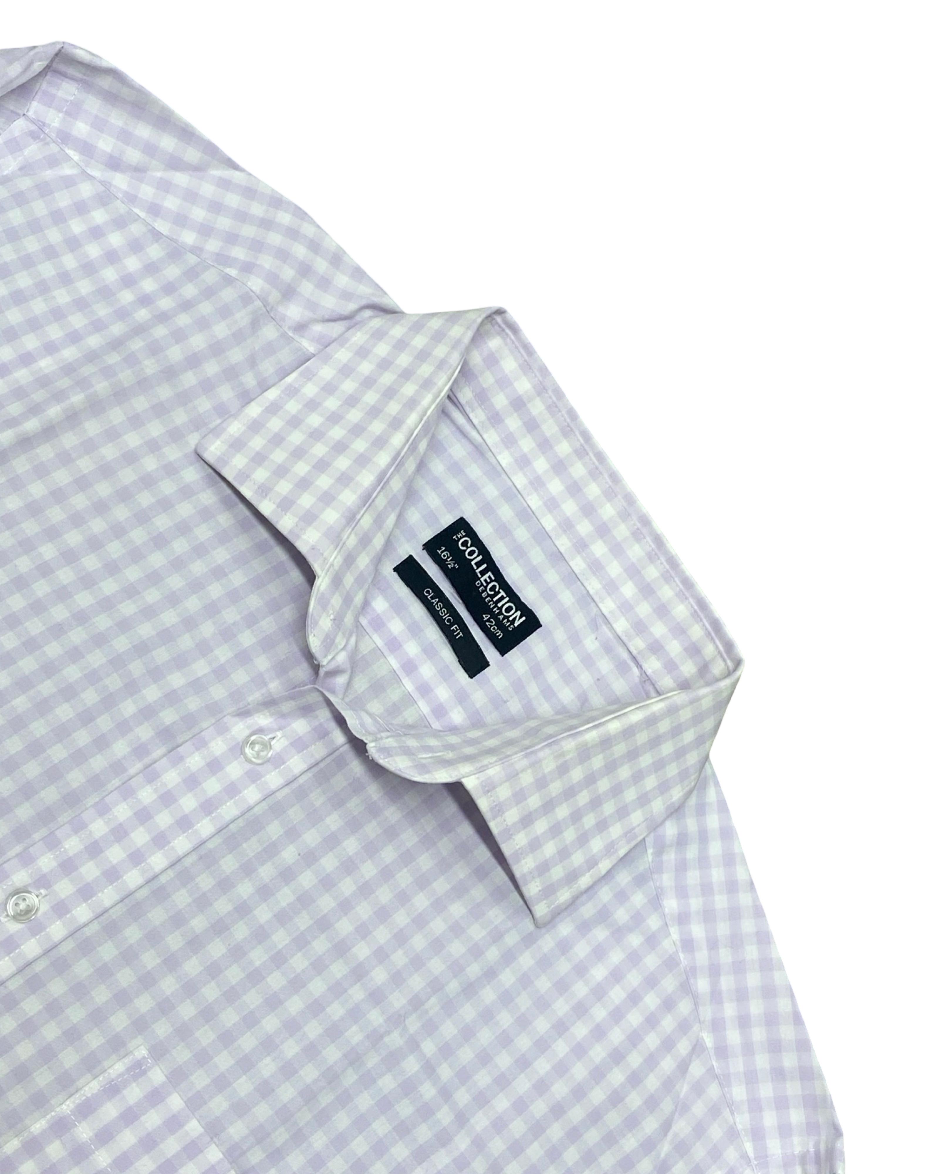 Debenhams Collection Lilac Gingham Check Shirt | Large | Chest 24”