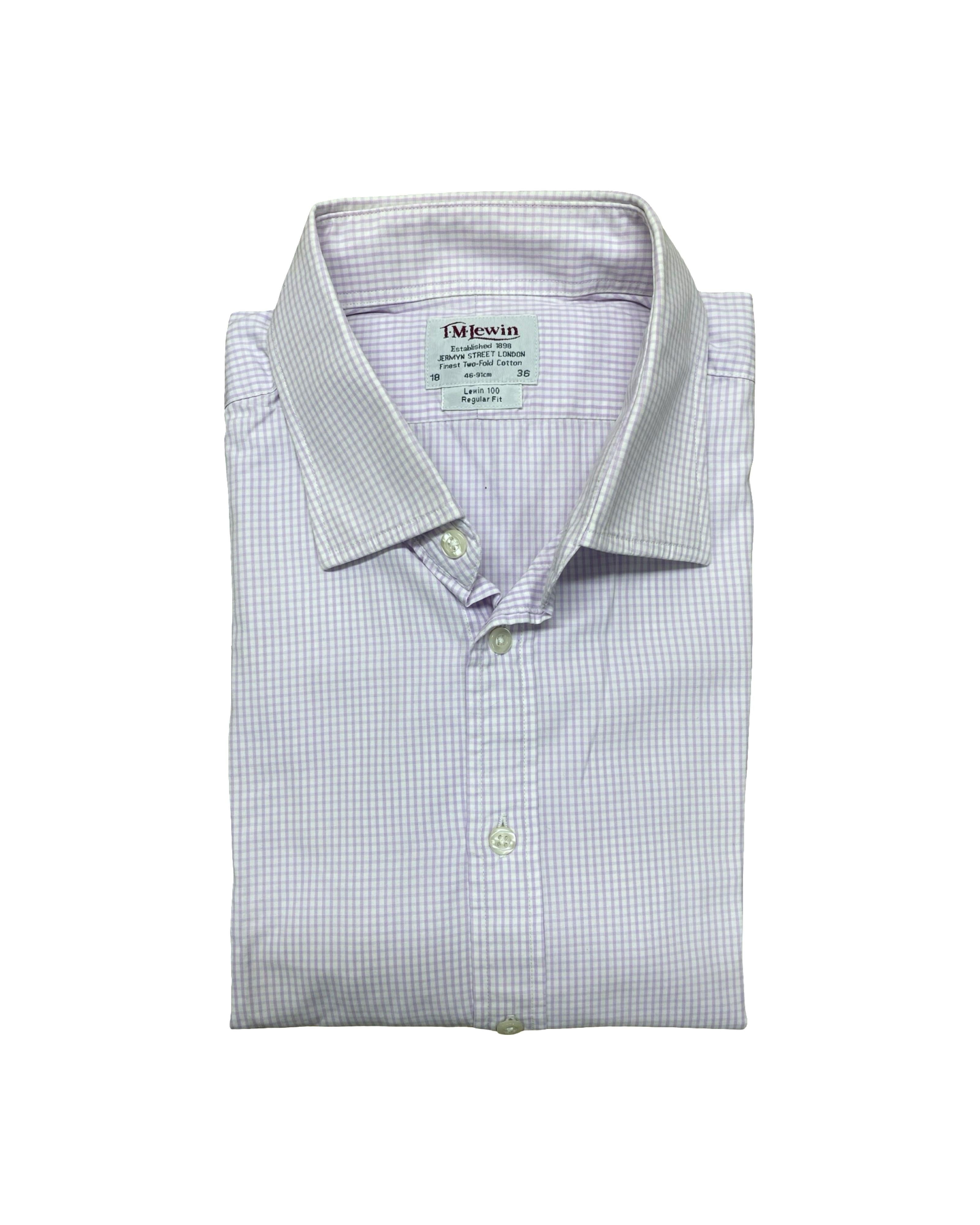 T.M. Lewin Lavender Microcheck Shirt | XL | Chest 27”