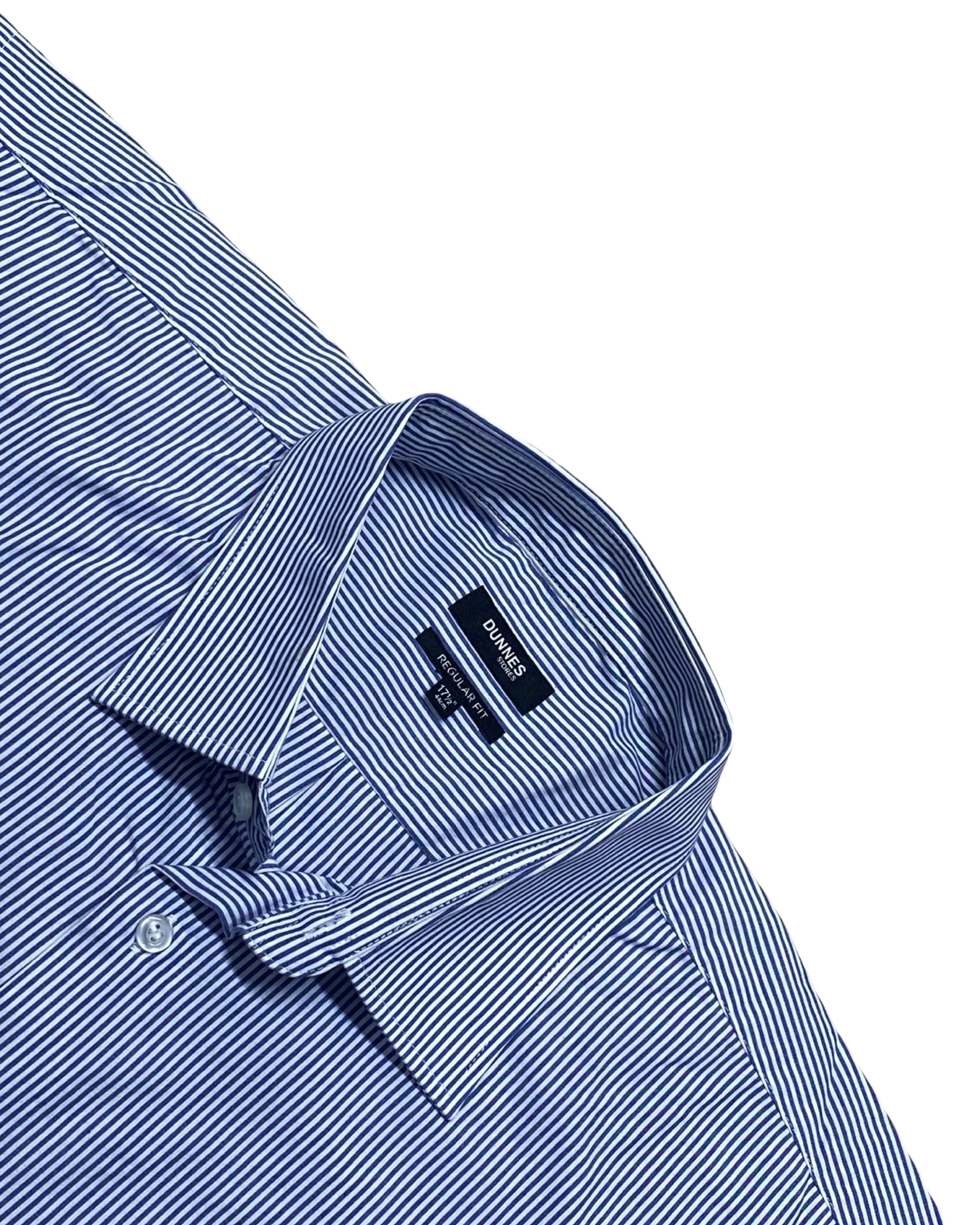 Dunnes Navy & White Striped Shirt | XL | Chest 28”