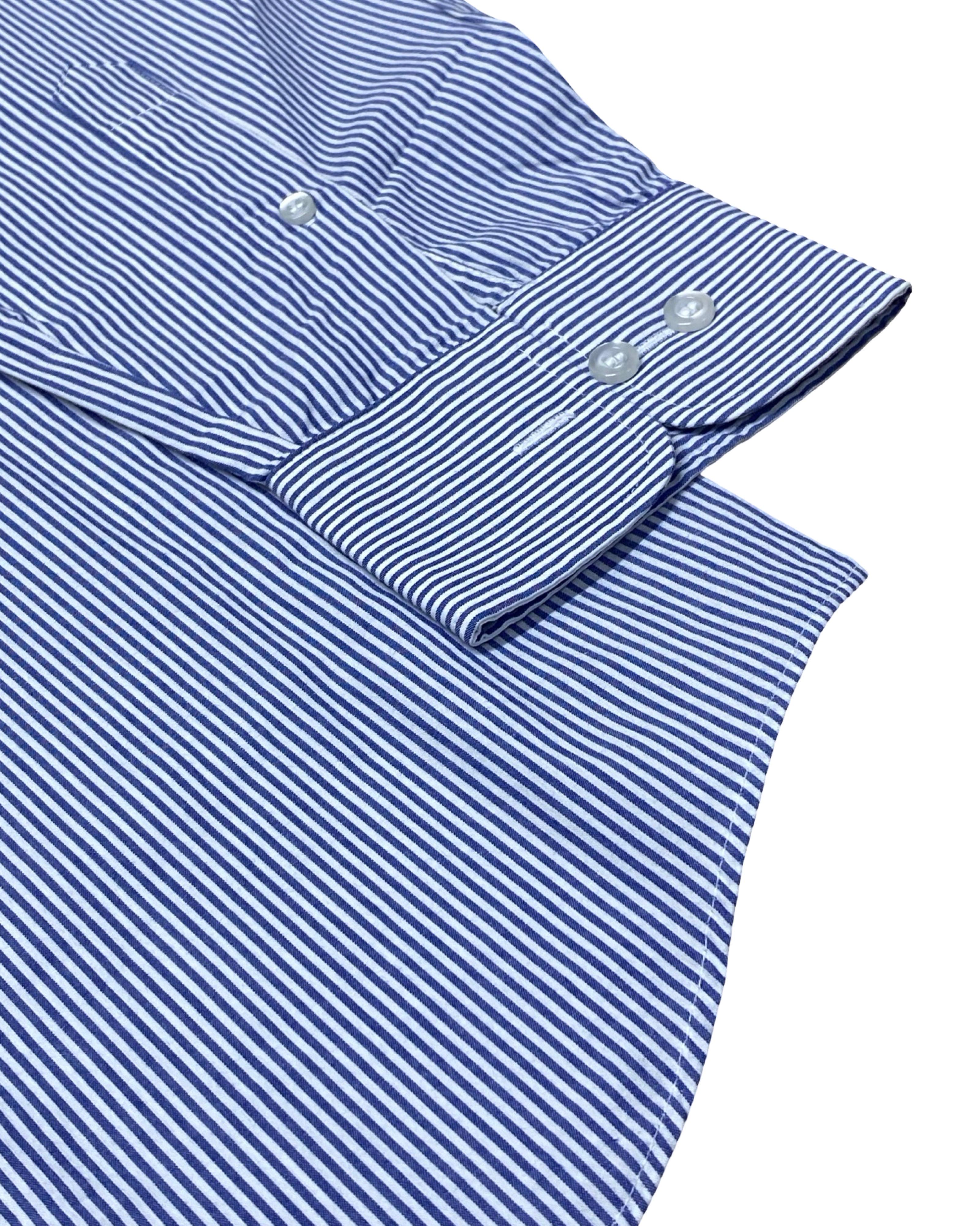 Dunnes Navy & White Striped Shirt | XL | Chest 28”