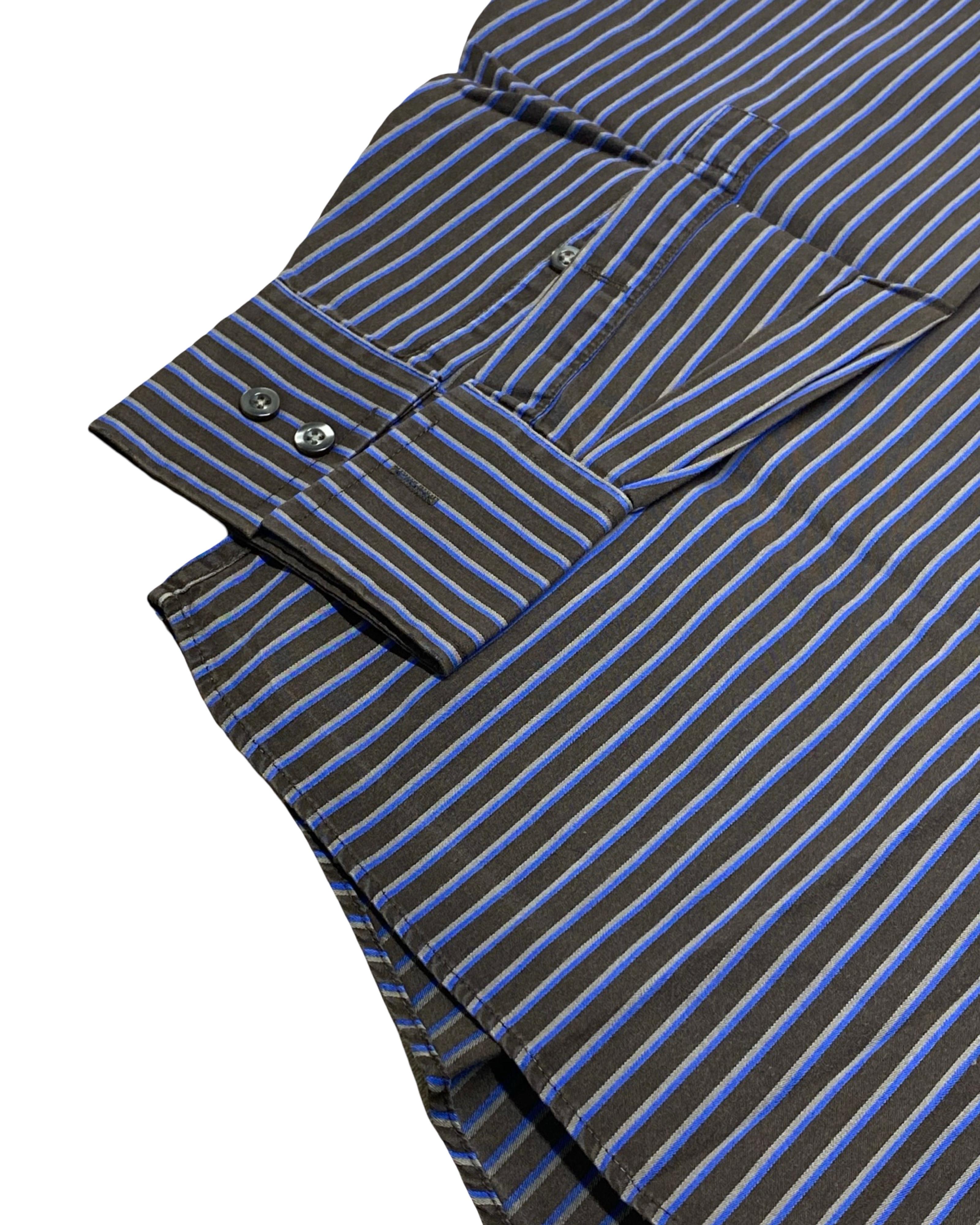 Michael Kors Navy & Blue Striped Shirt | XL | Chest 26.5”