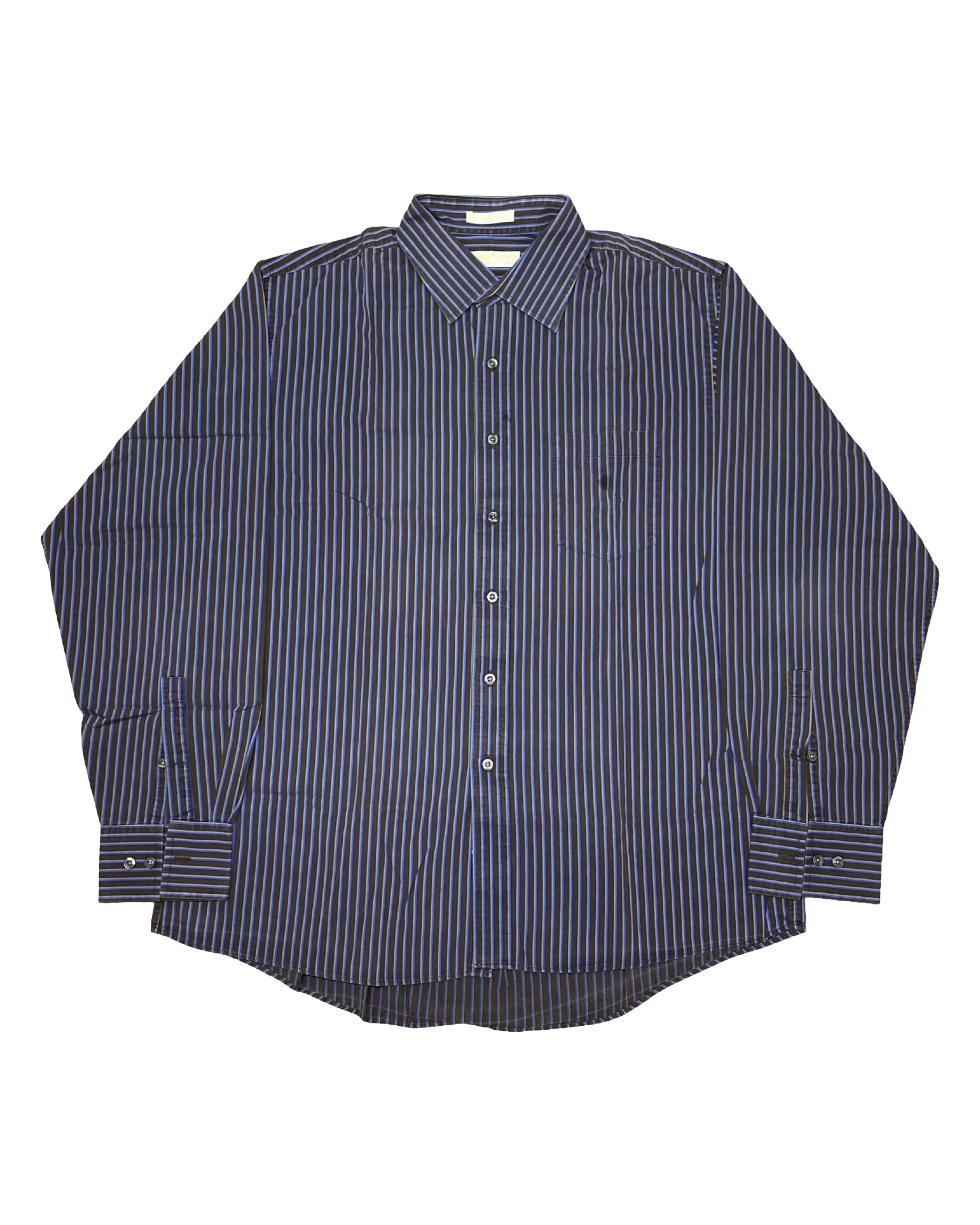 Michael Kors Navy & Blue Striped Shirt | XL | Chest 26.5”