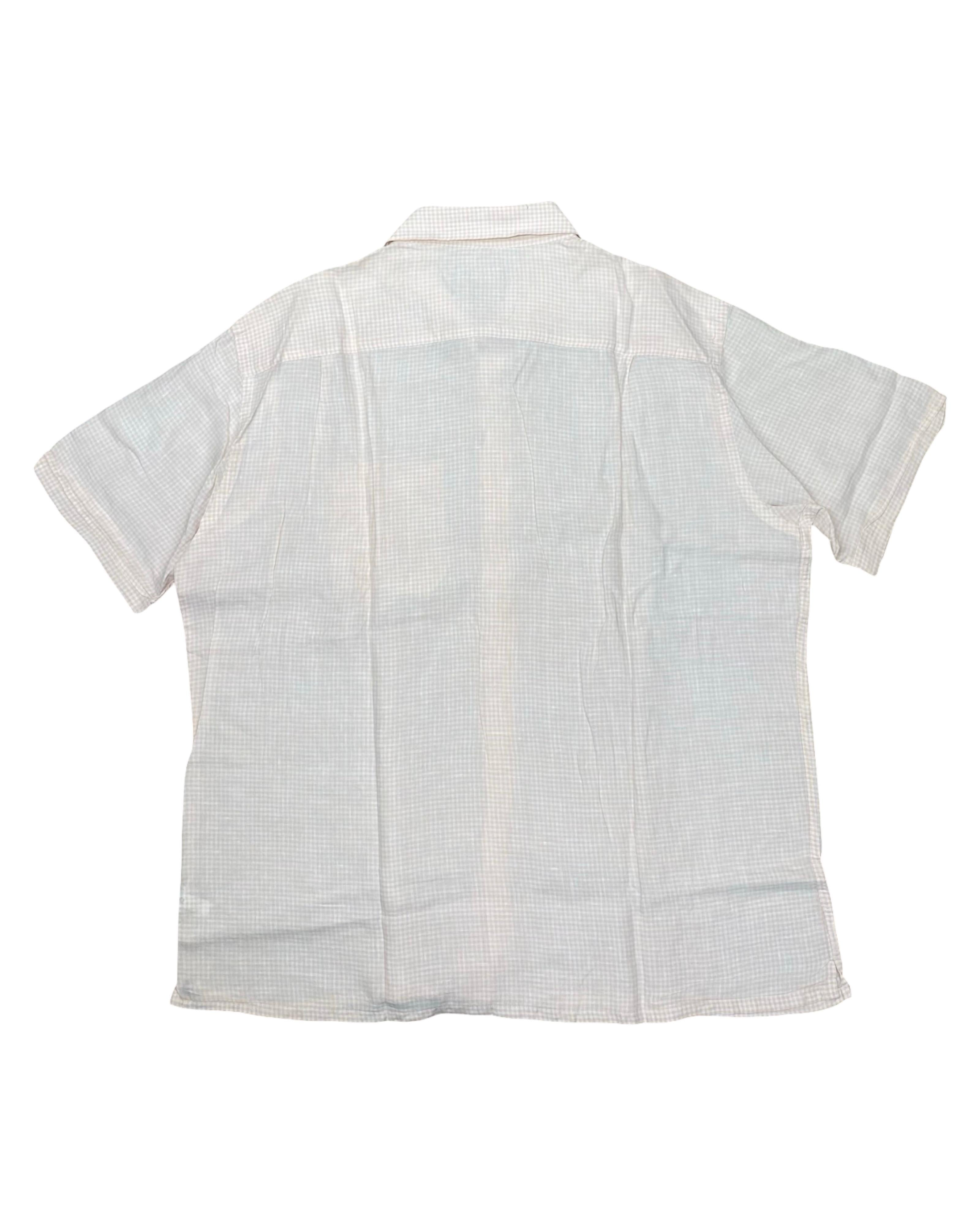 Blue Harbour Beige Check Pure Linen Shirt | L | Chest 26.5”
