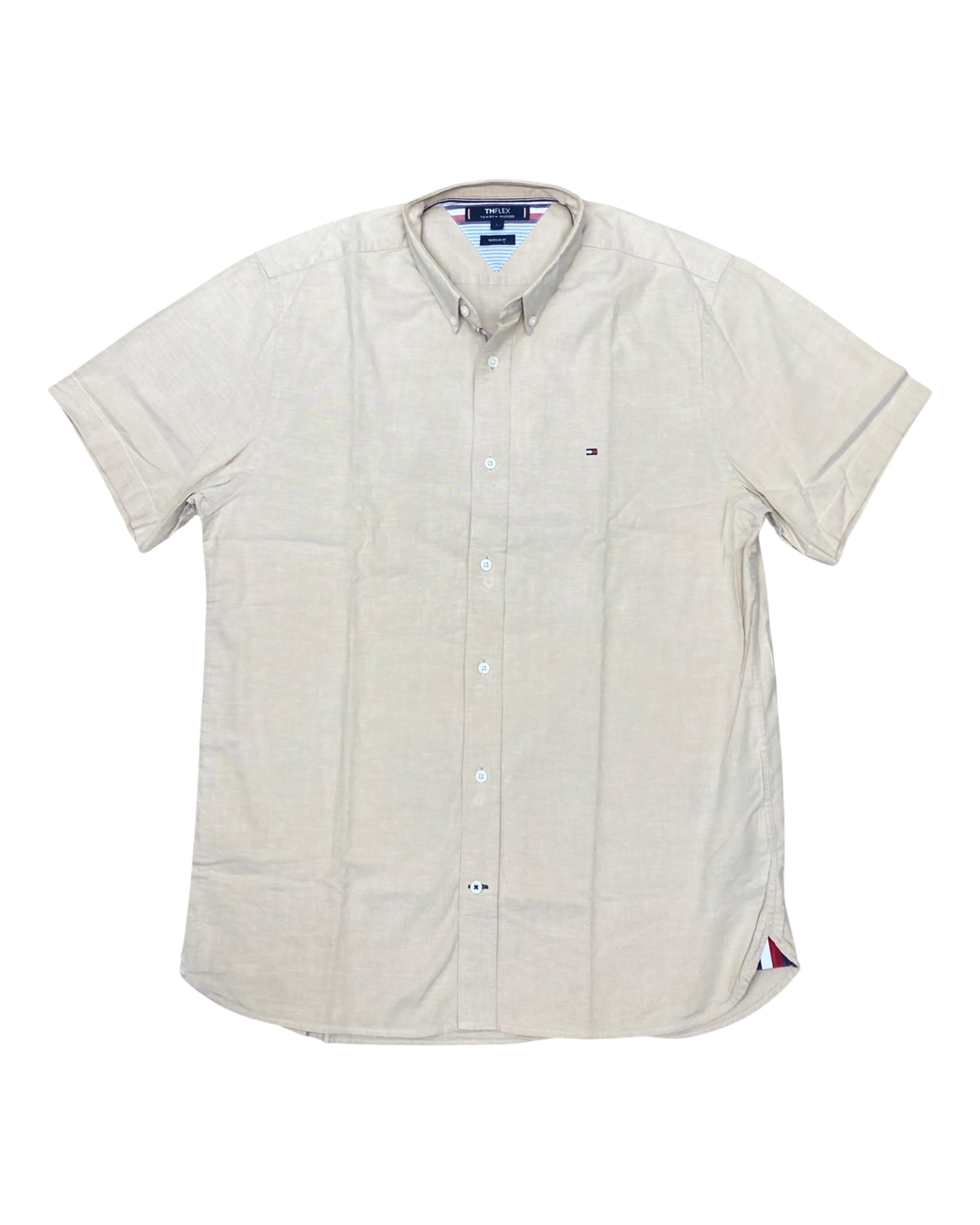 Tommy Hilfiger THFlex Beige Oxford Shirt | Large | Chest 23”