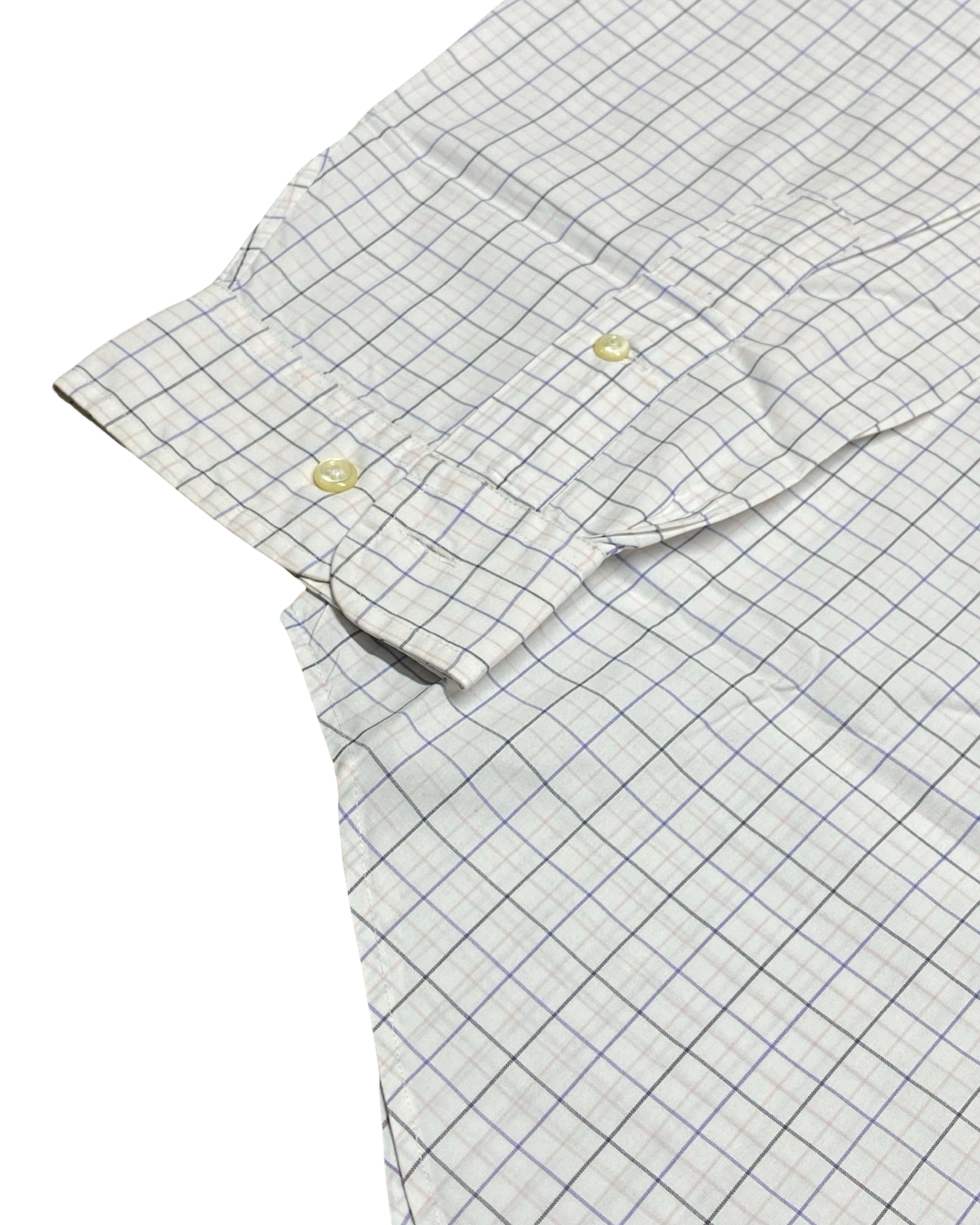 Polo Ralph Lauren Cream & Blue Grid Shirt | XXL | Chest 30”