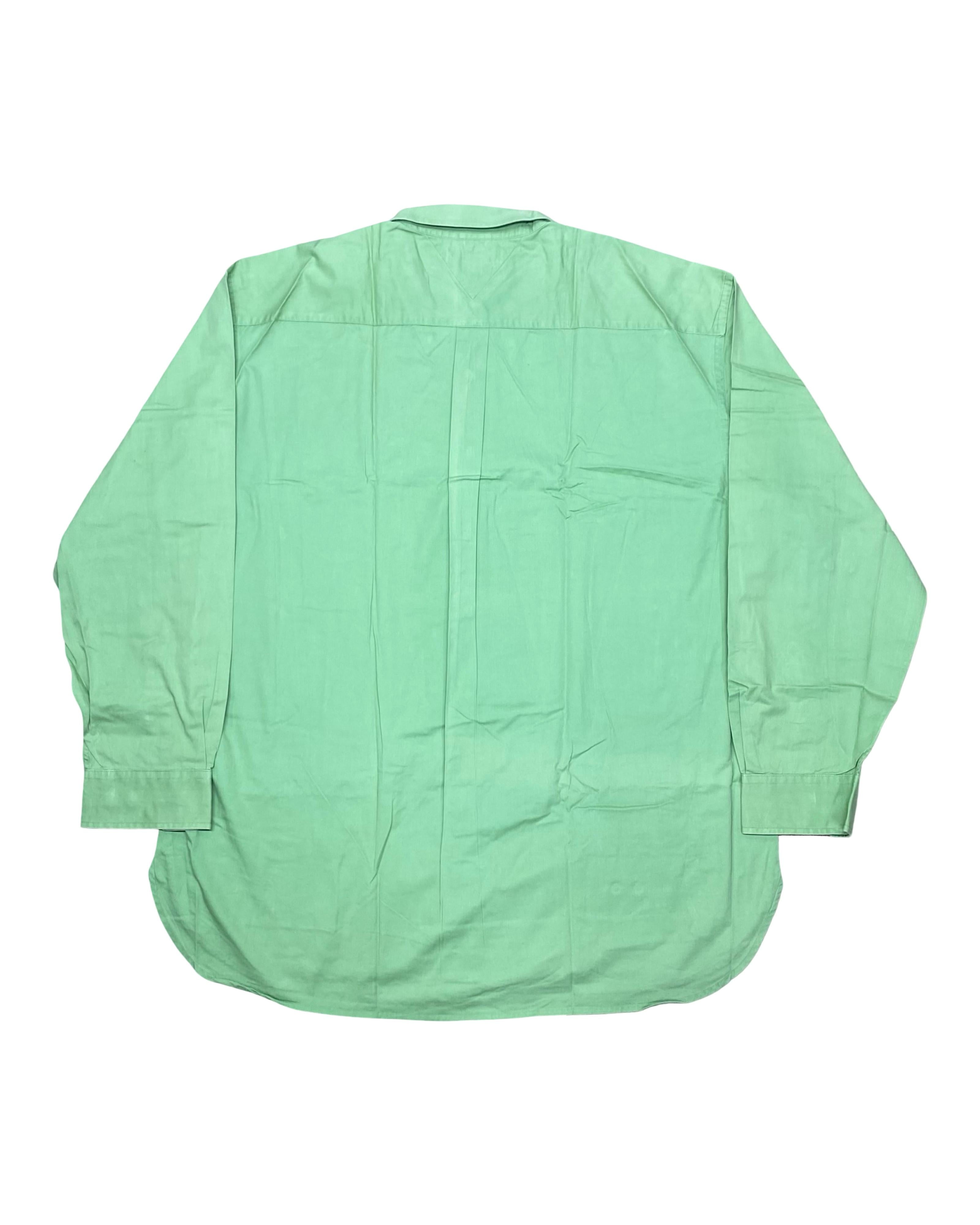 Tommy Hilfiger Solid Green Cotton Shirt | XL | Chest 28”