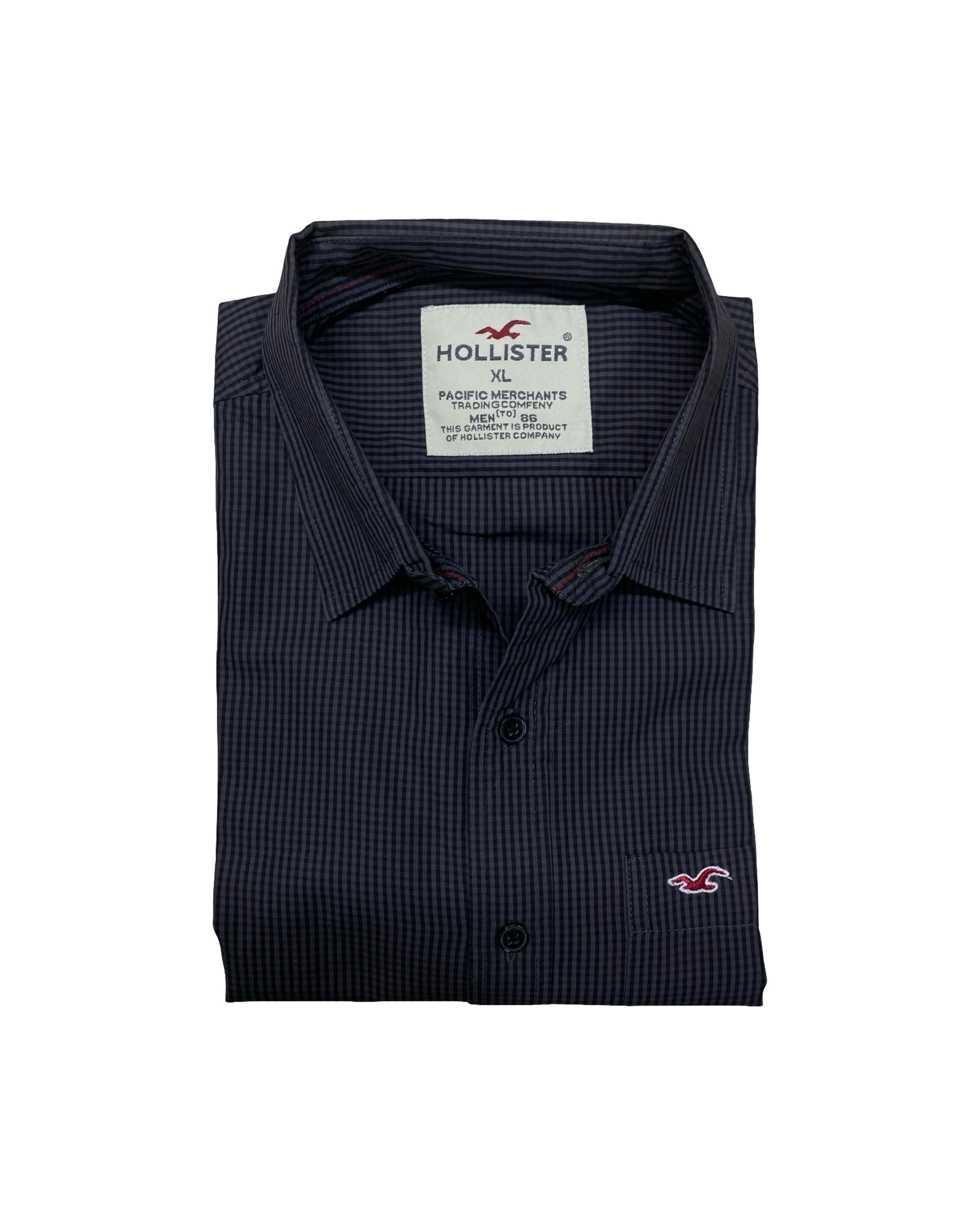 Hollister Black Micro Check Casual Shirt | M | Chest 21.5”