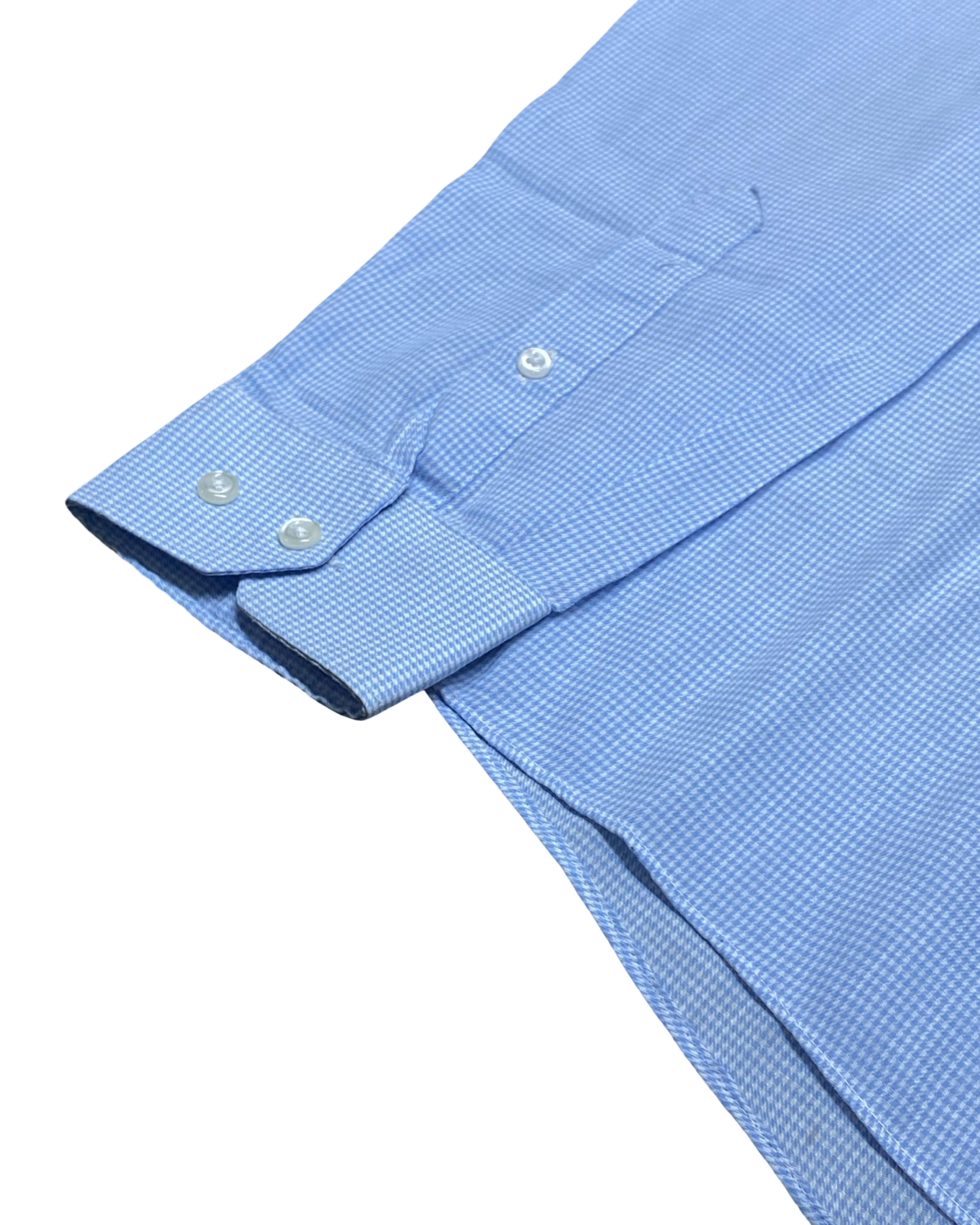 Taylor & Wright Blue Micro Check Shirt | M | Chest 21.5”