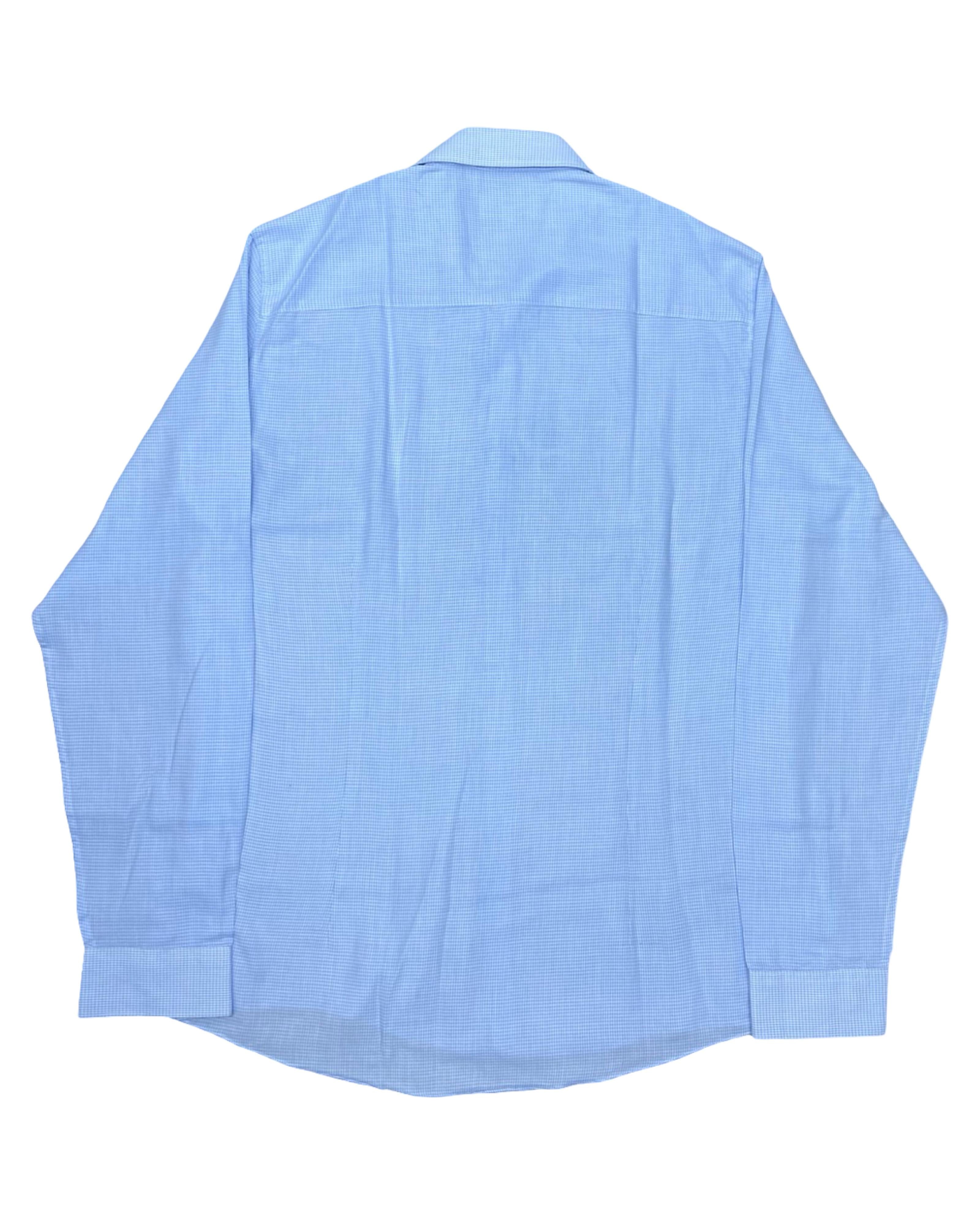 Taylor & Wright Blue Micro Check Shirt | M | Chest 21.5”