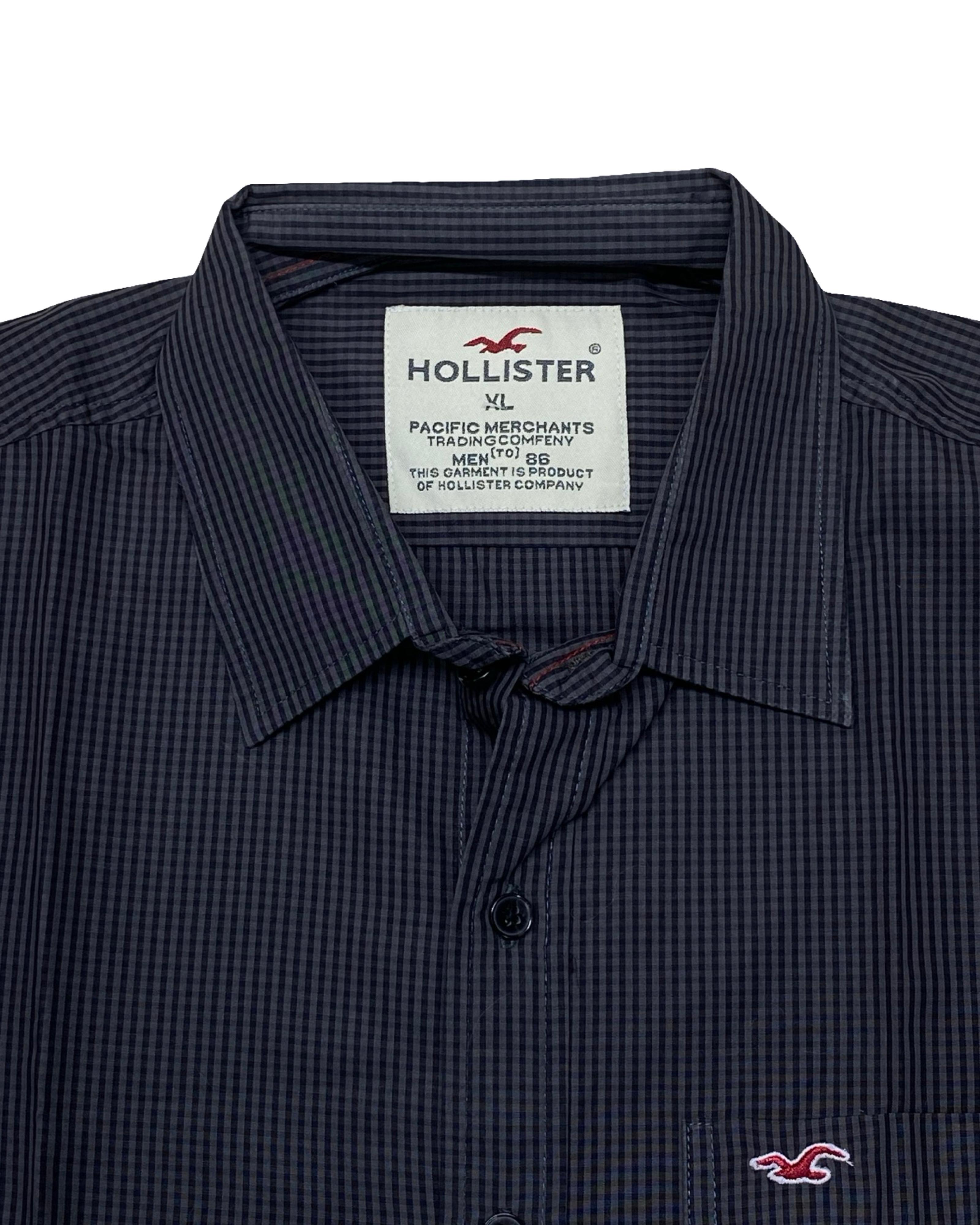 Hollister Black Micro Check Casual Shirt | M | Chest 21.5”