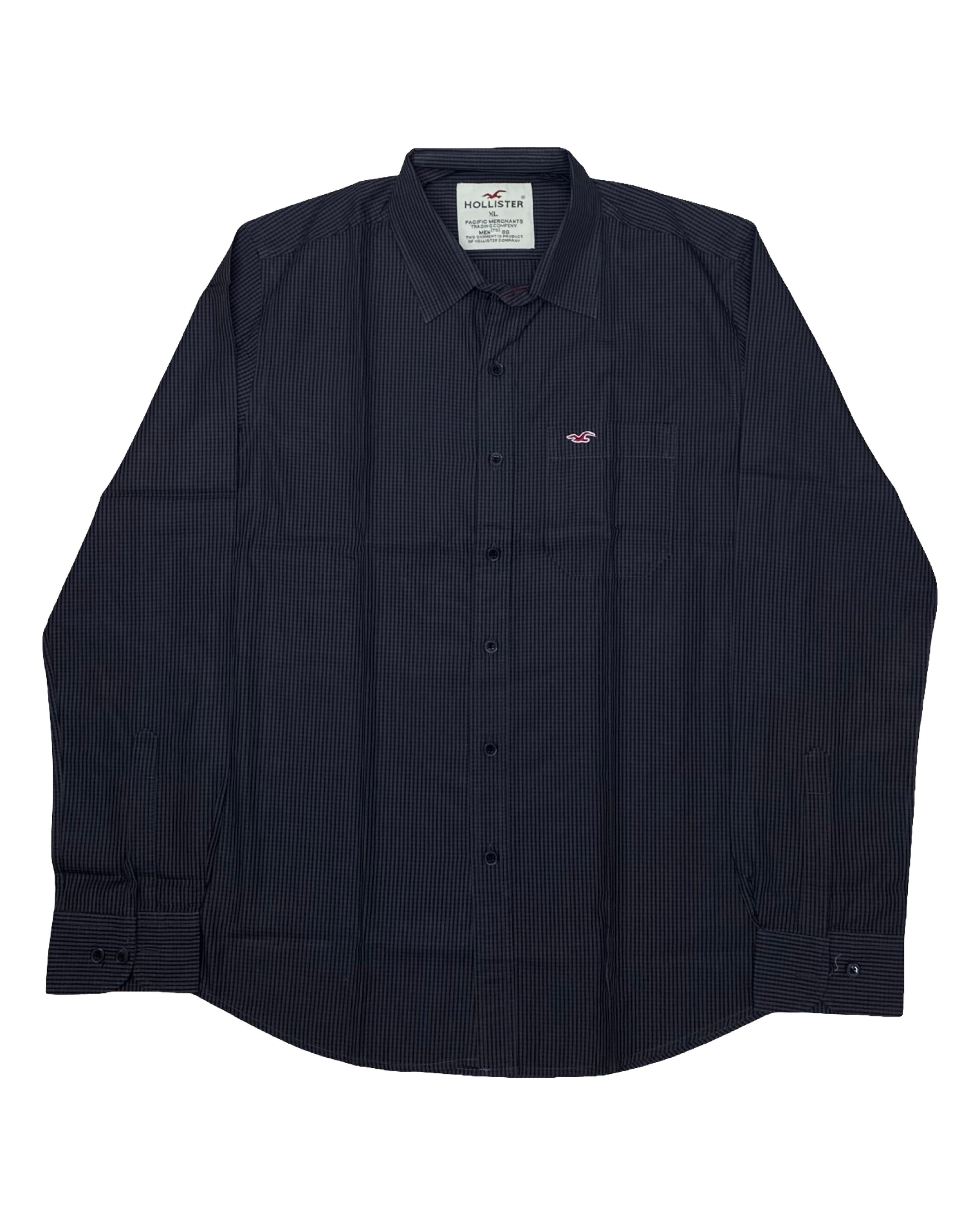 Hollister Black Micro Check Casual Shirt | M | Chest 21.5”