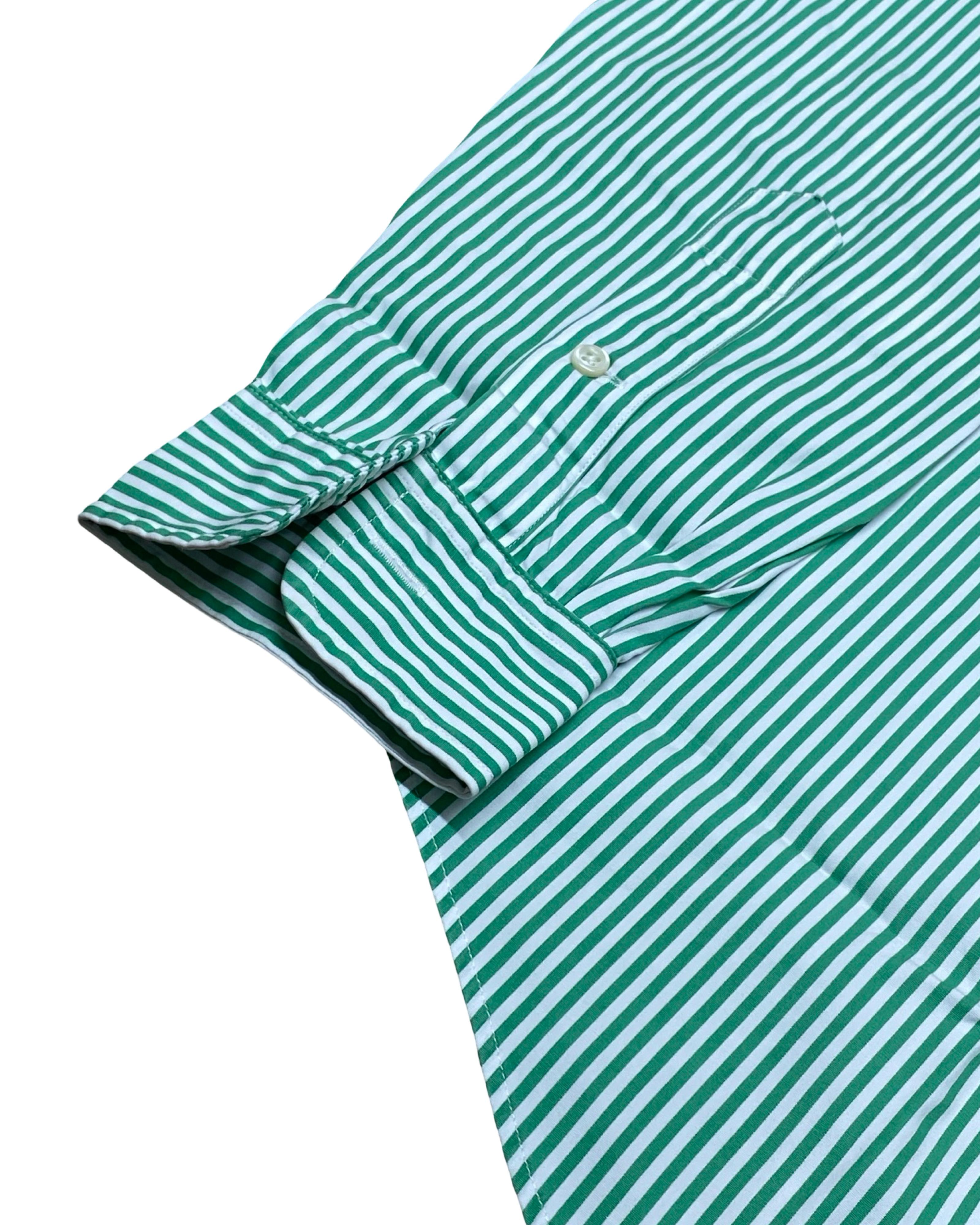 Polo Ralph Lauren Green & White Striped Shirt | M | Chest 22.5”