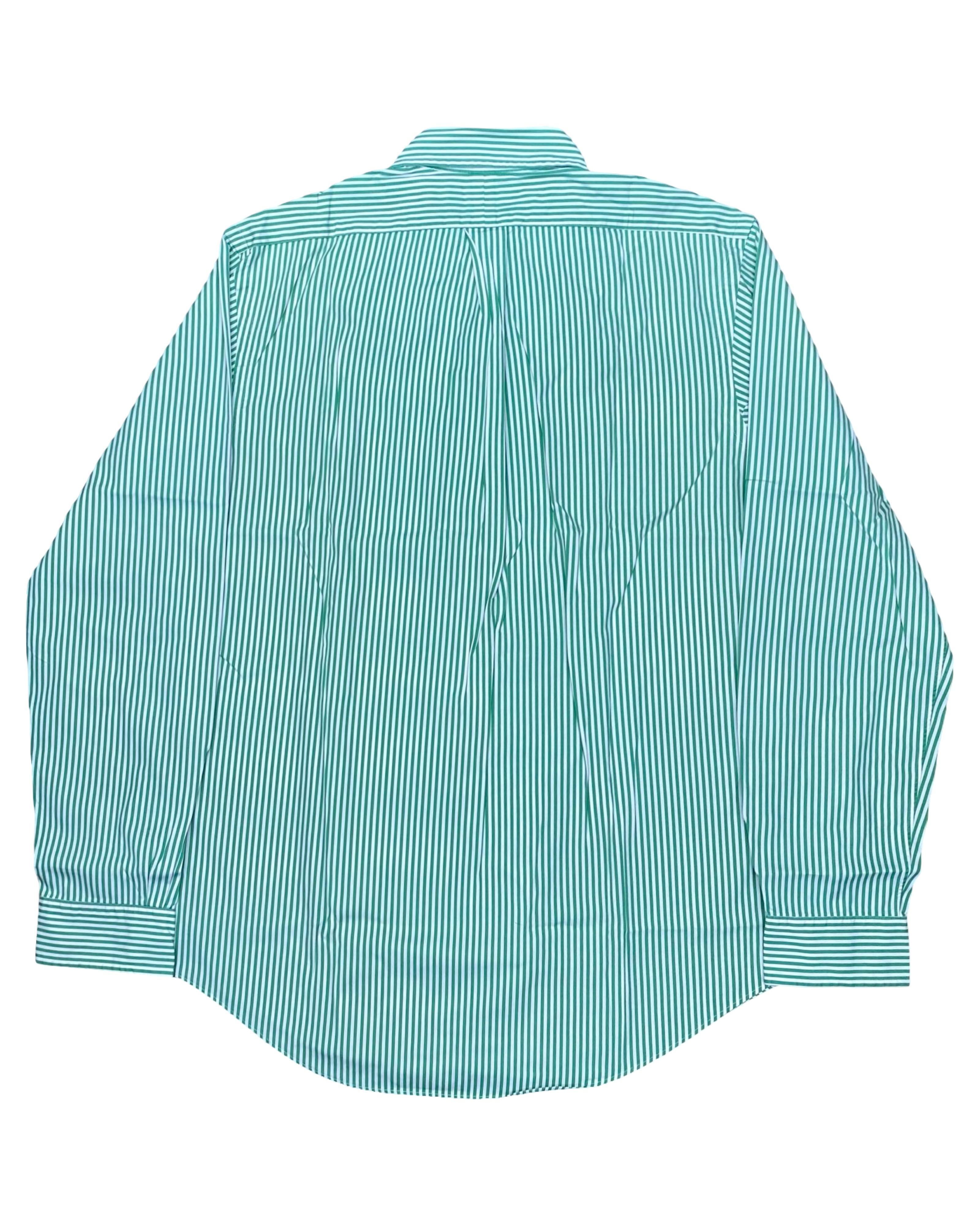 Polo Ralph Lauren Green & White Striped Shirt | M | Chest 22.5”