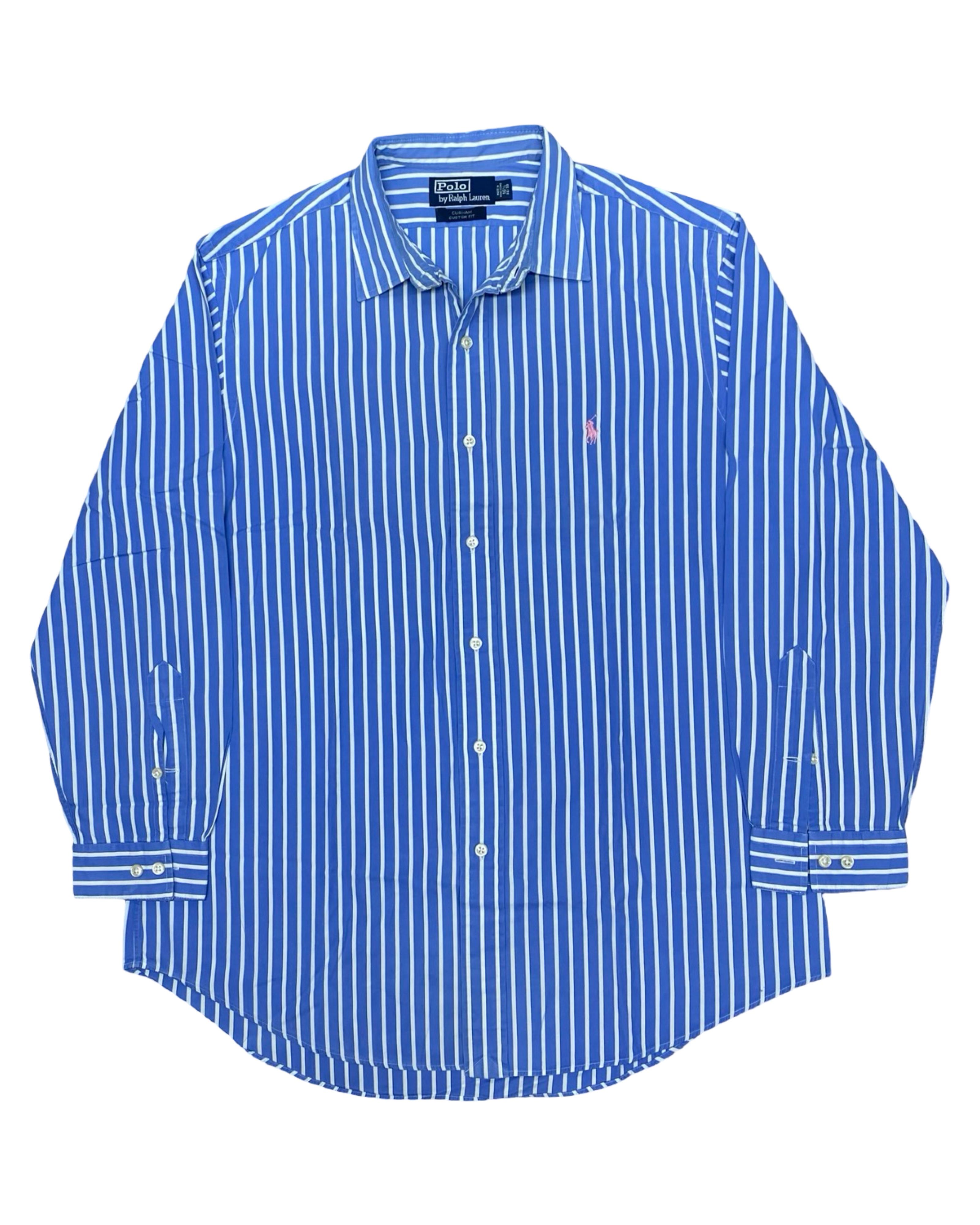 Polo Ralph Lauren Blue Vertical Stripe Shirt | L | Chest 24.5”