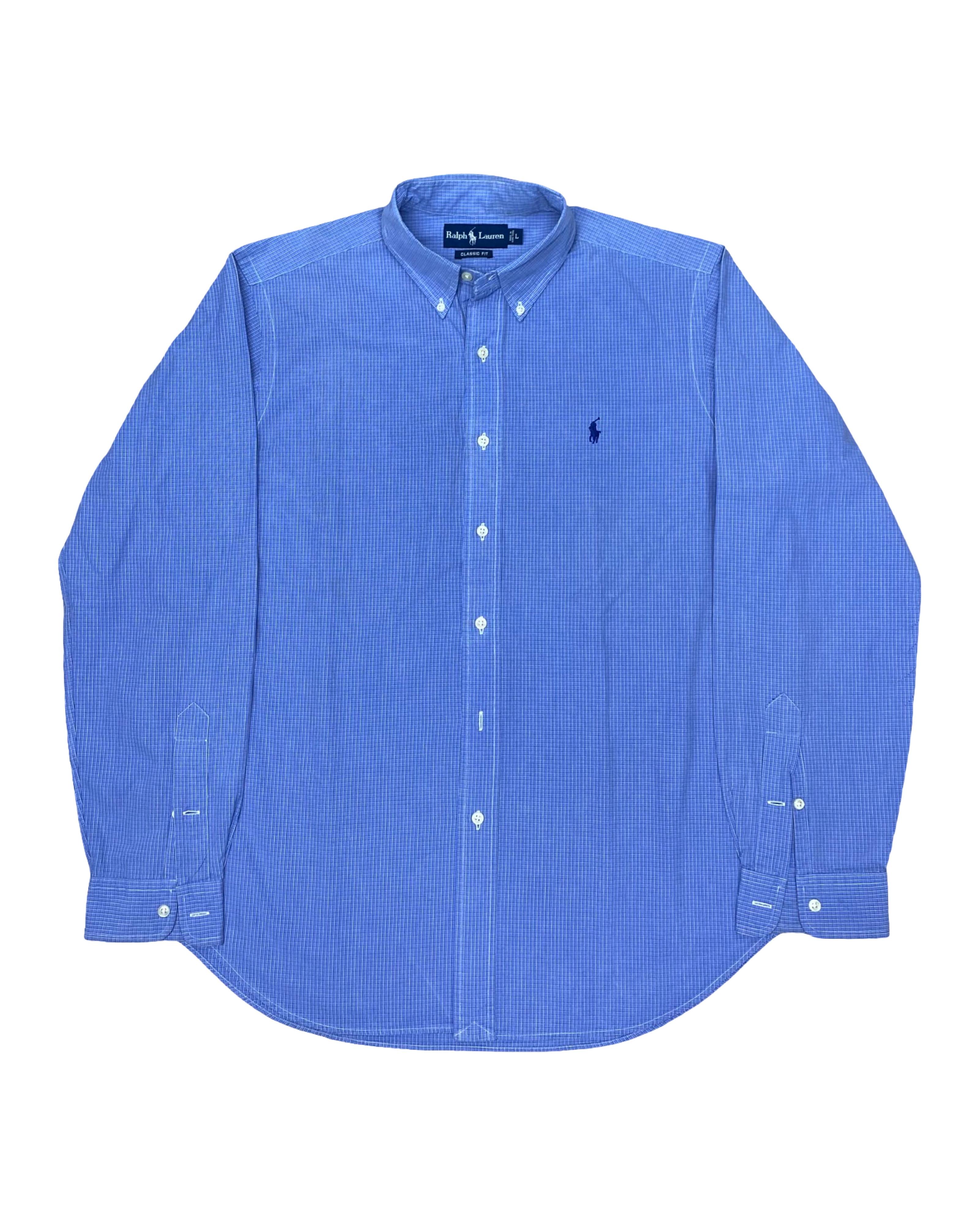 Polo Ralph Lauren Blue Micro-Check Shirt | L | Chest 25”