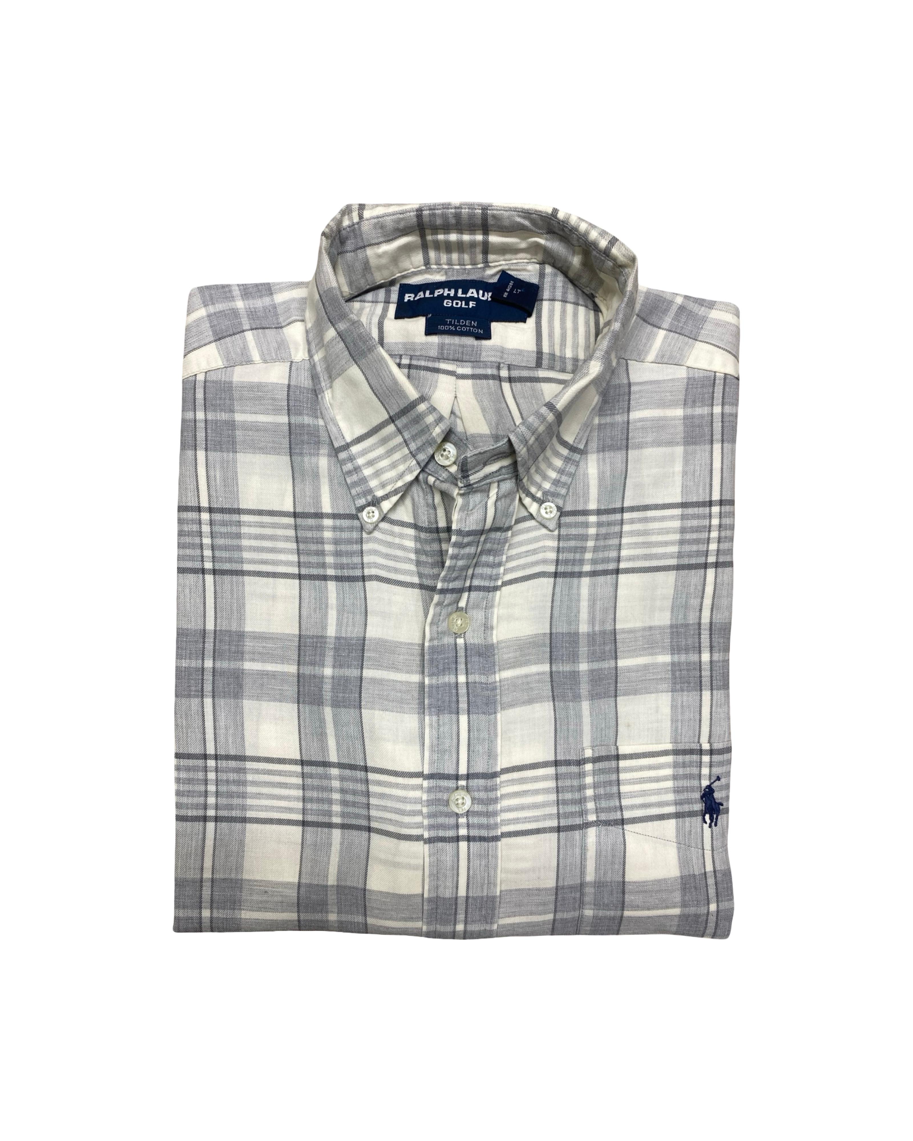 Polo Ralph Lauren Grey & White Check Shirt | XL | Chest 25.5”