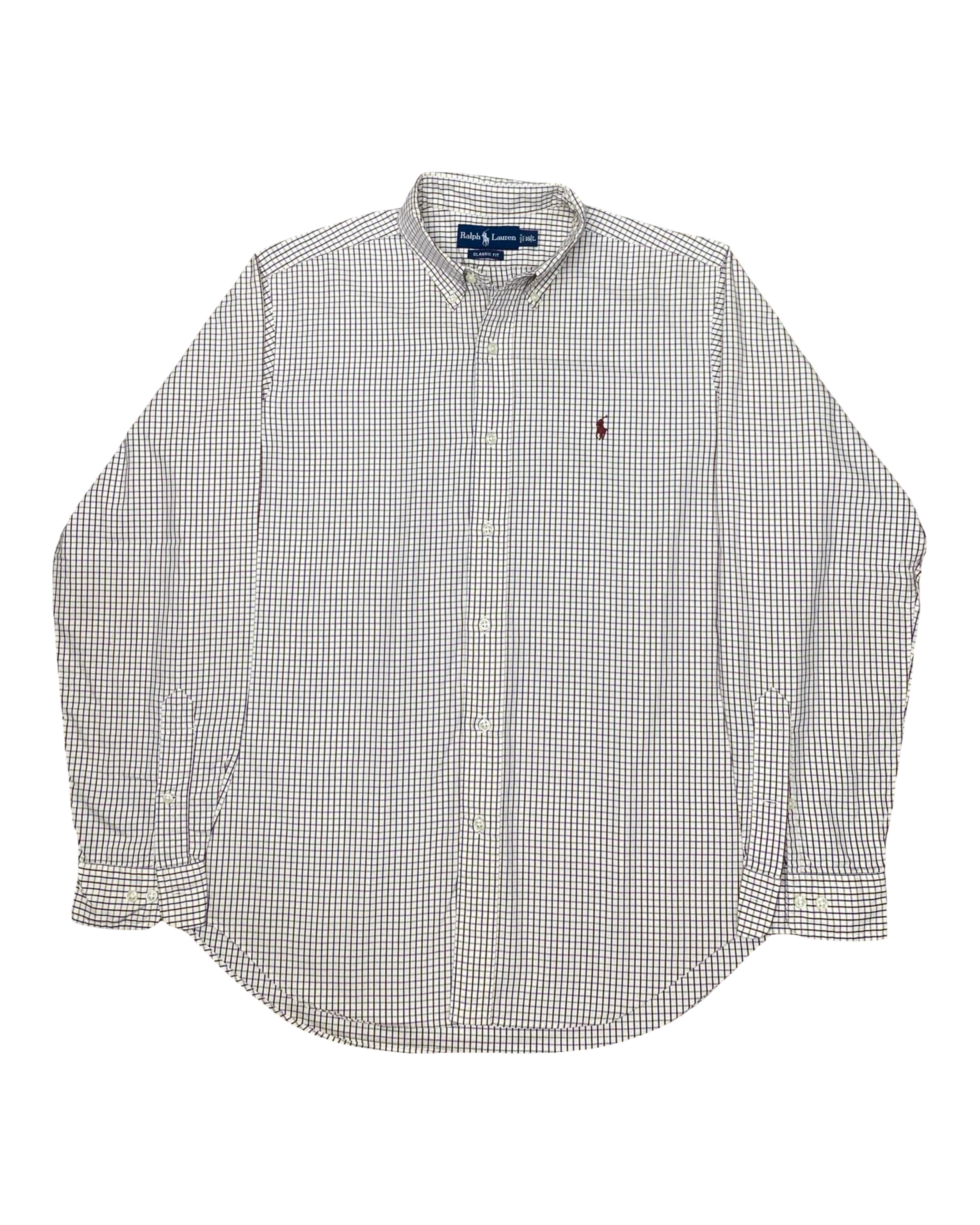 Polo Ralph Lauren Purple & White Checkered Shirt | XL | Chest 25.5”