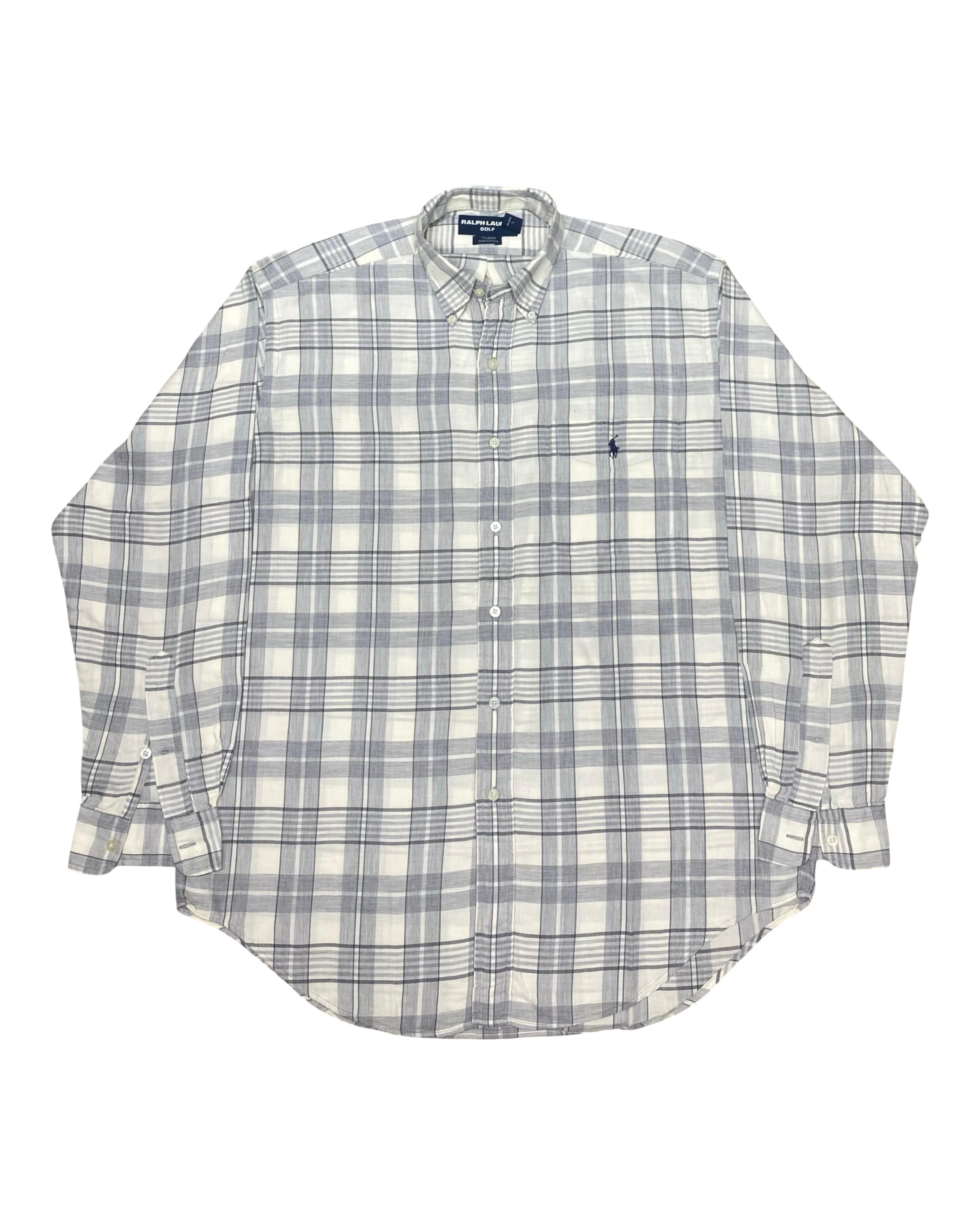 Polo Ralph Lauren Grey & White Check Shirt | XL | Chest 25.5”