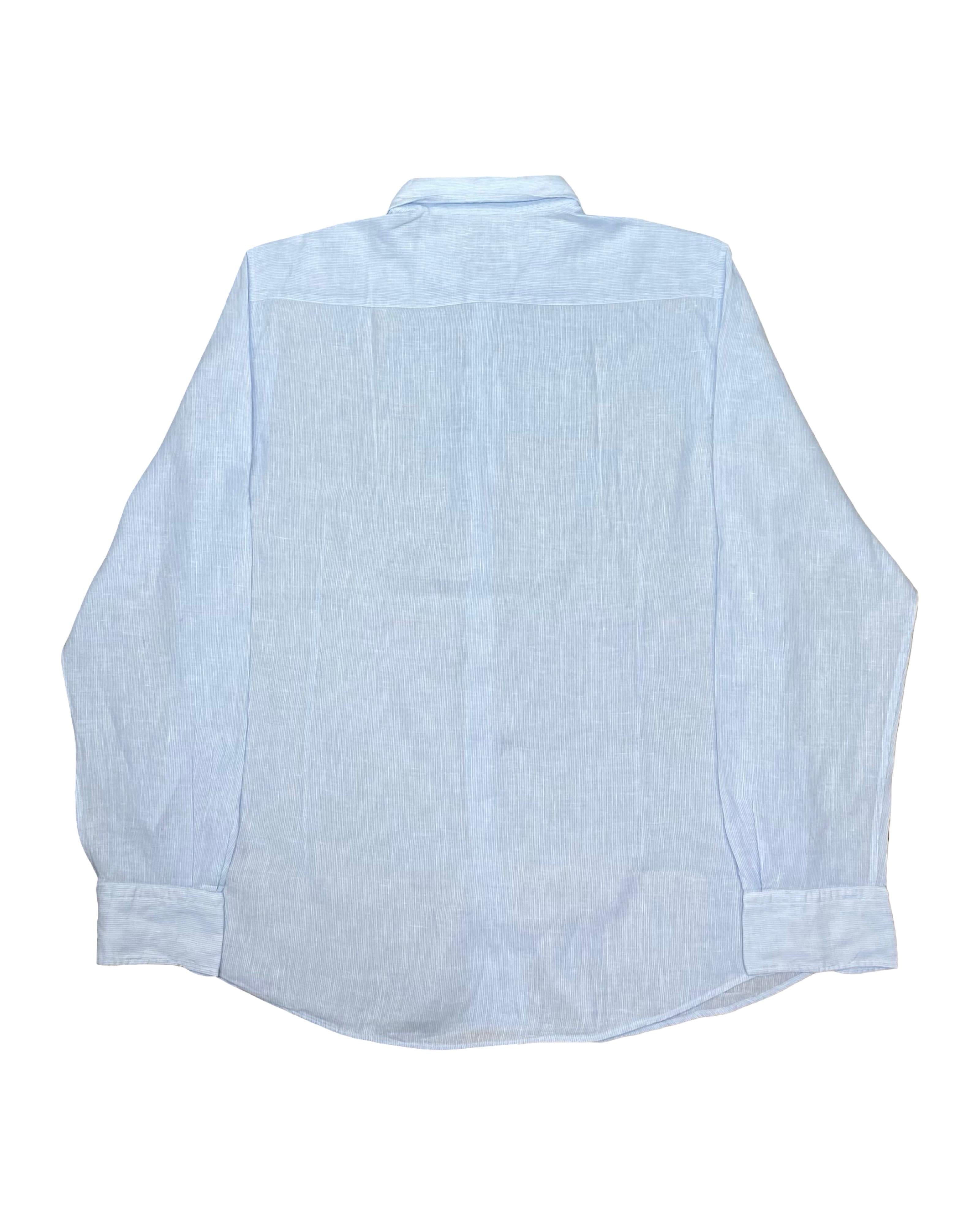 Massimo Dutti Sky Blue Linen Shirt | Large | Chest 26”