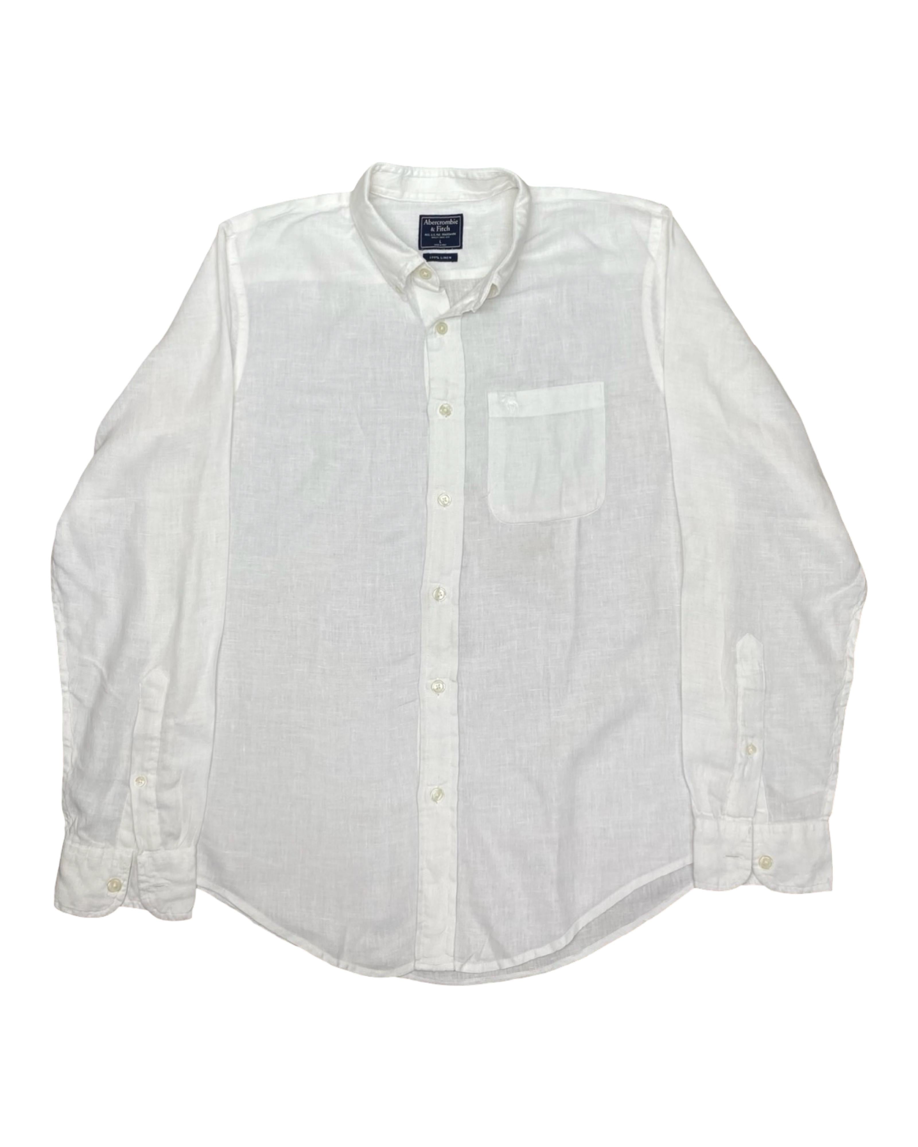 Abercrombie & Fitch White Linen Shirt | Large | Chest 24”