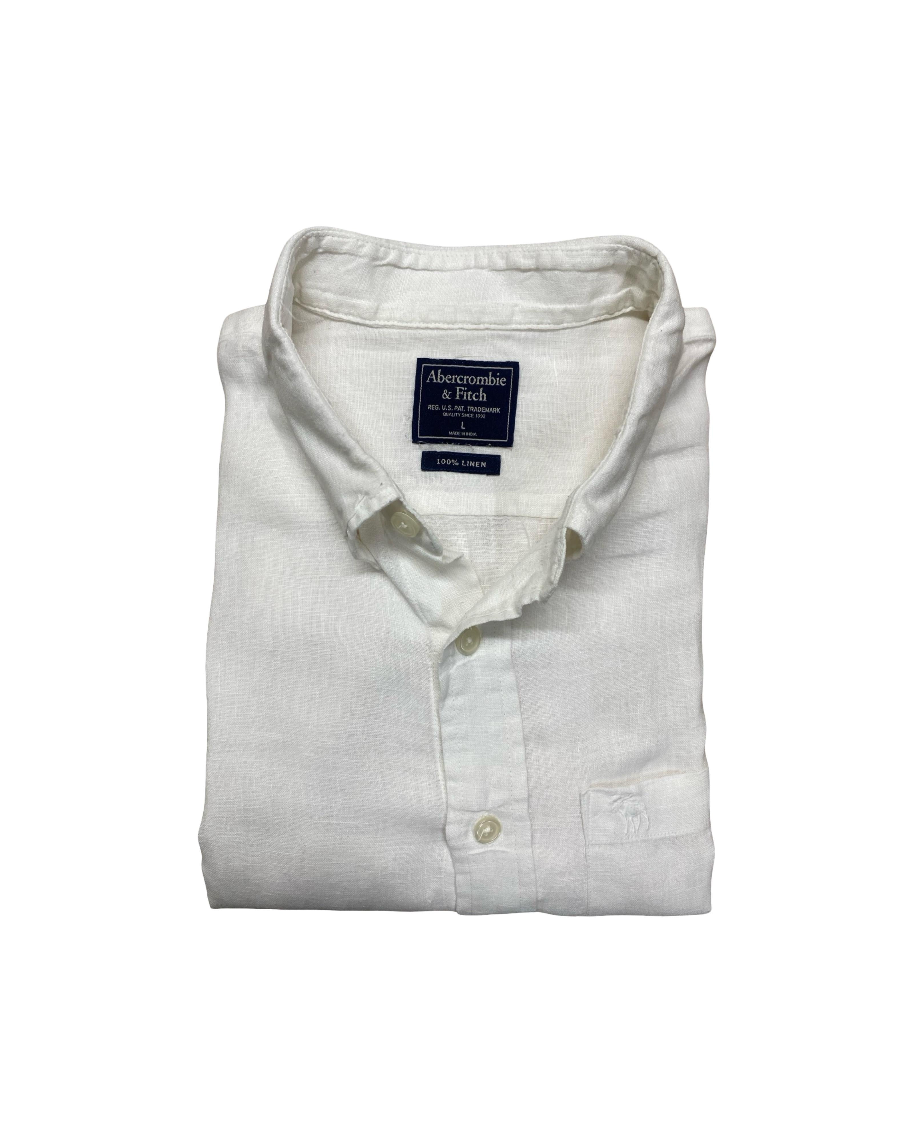 Abercrombie & Fitch White Linen Shirt | Large | Chest 24”
