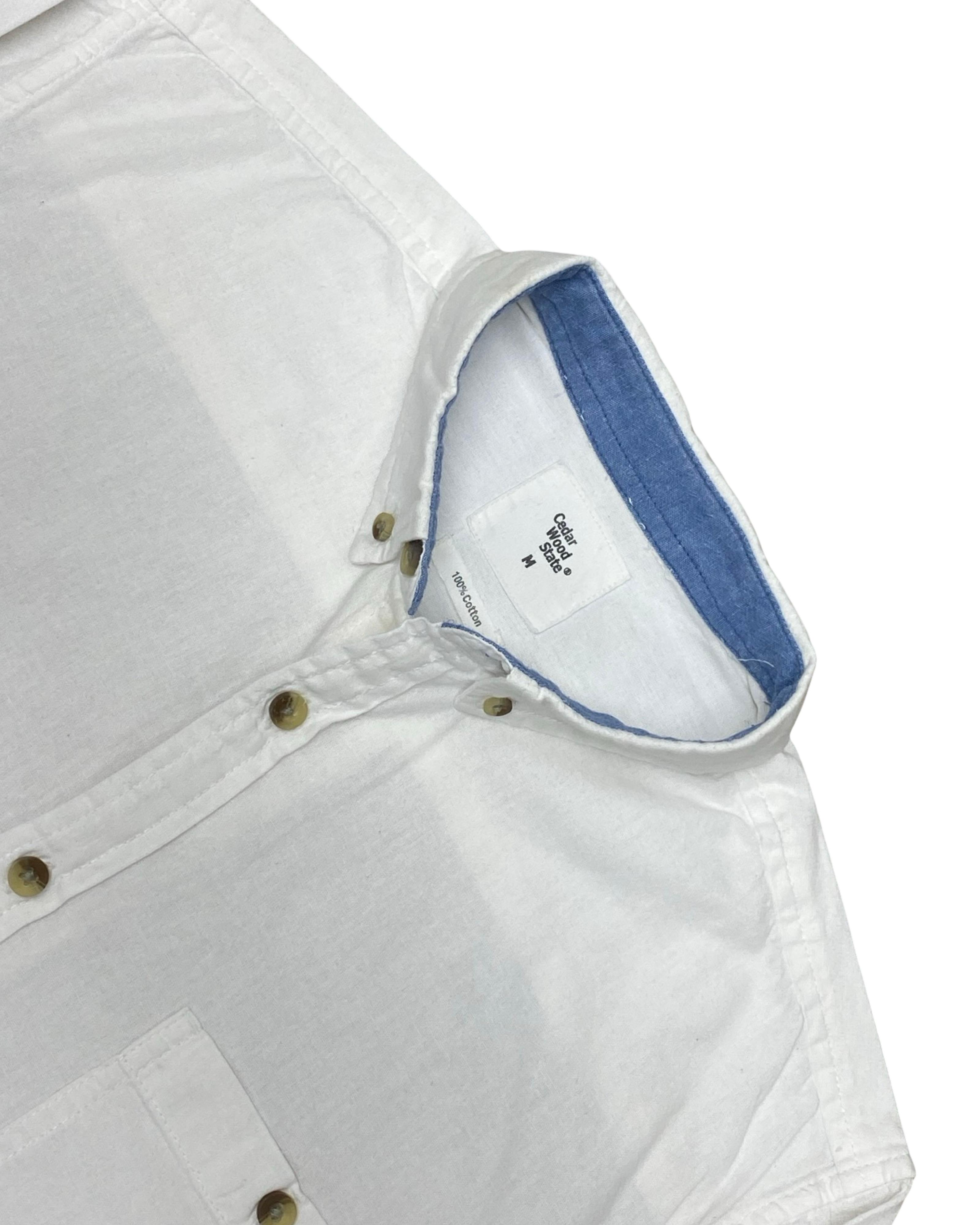 Cedar Wood State White Cotton Shirt | Medium | Chest 21.5”