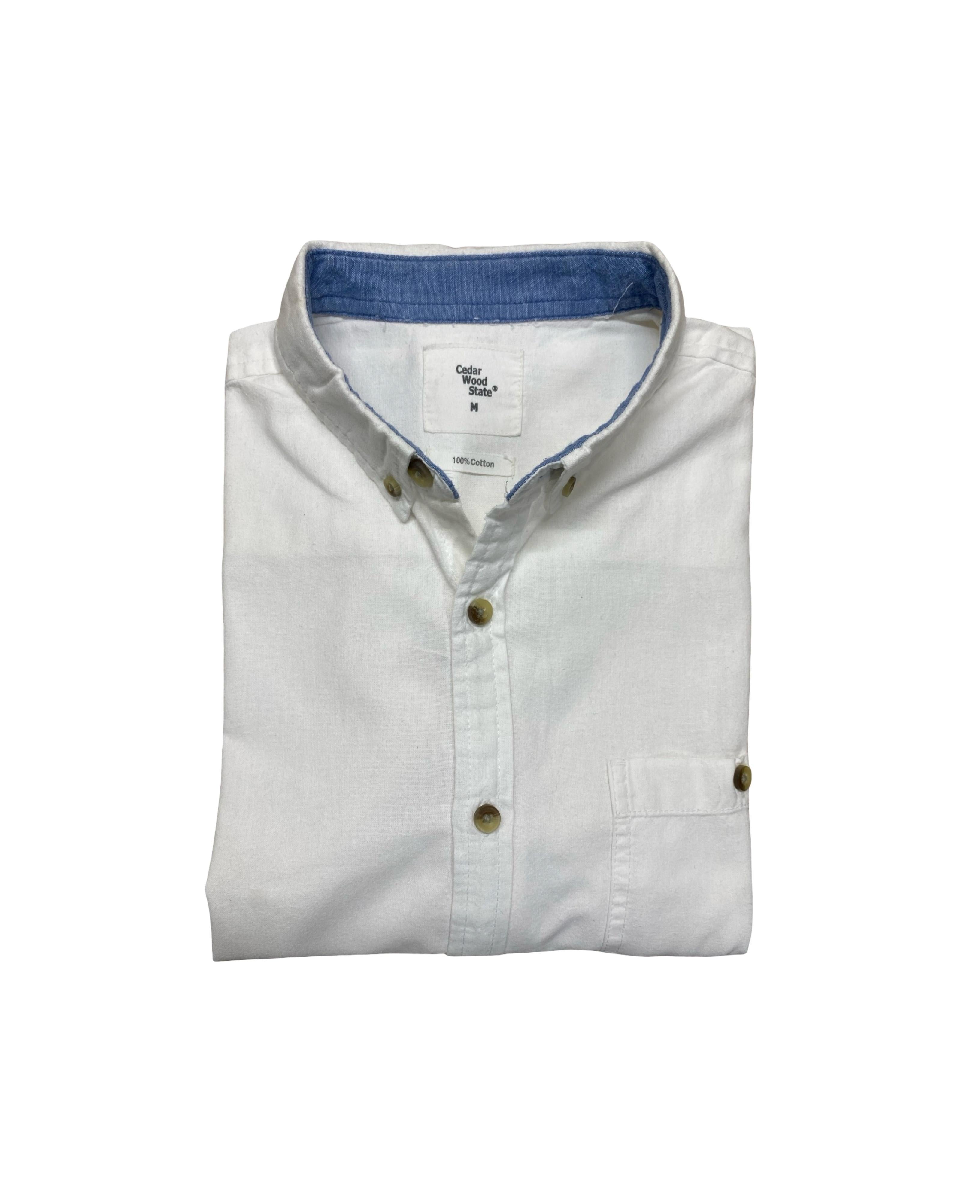 Cedar Wood State White Cotton Shirt | Medium | Chest 21.5”