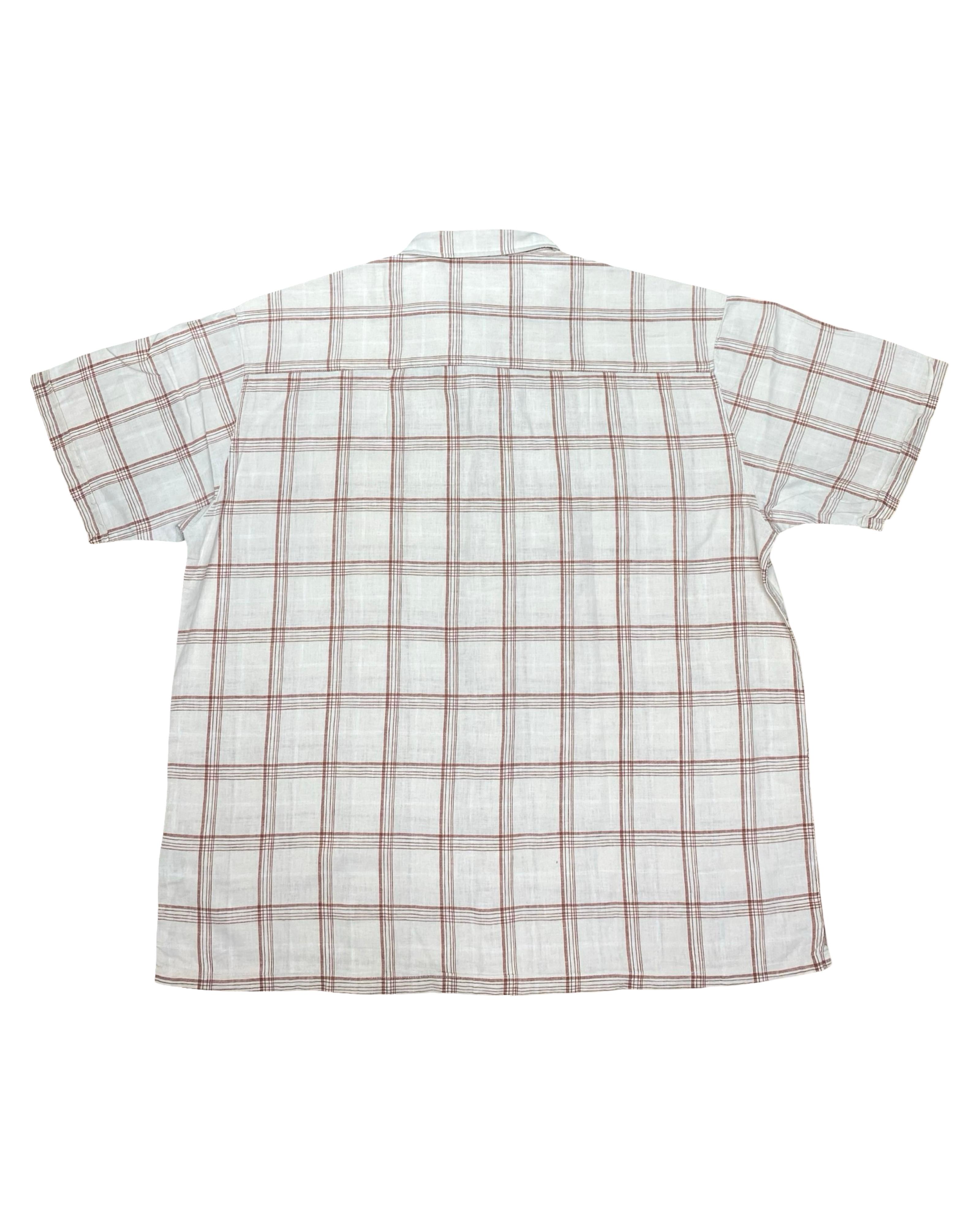 Urban Spirit Beige Checkered Linen Blend Shirt | XL | Chest 26.5”