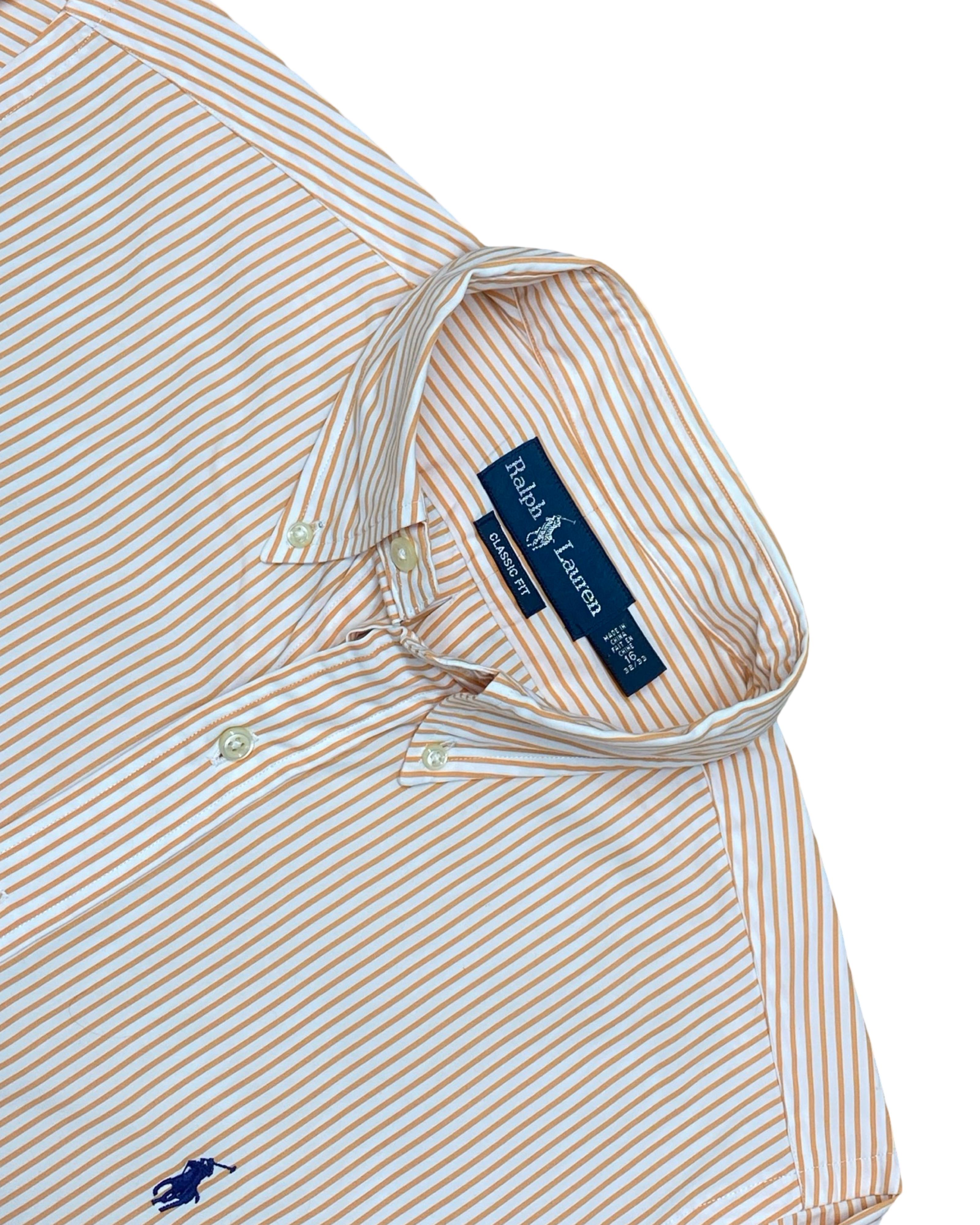 Polo Ralph Lauren Orange Pinstripe Shirt | Large | Chest 24”