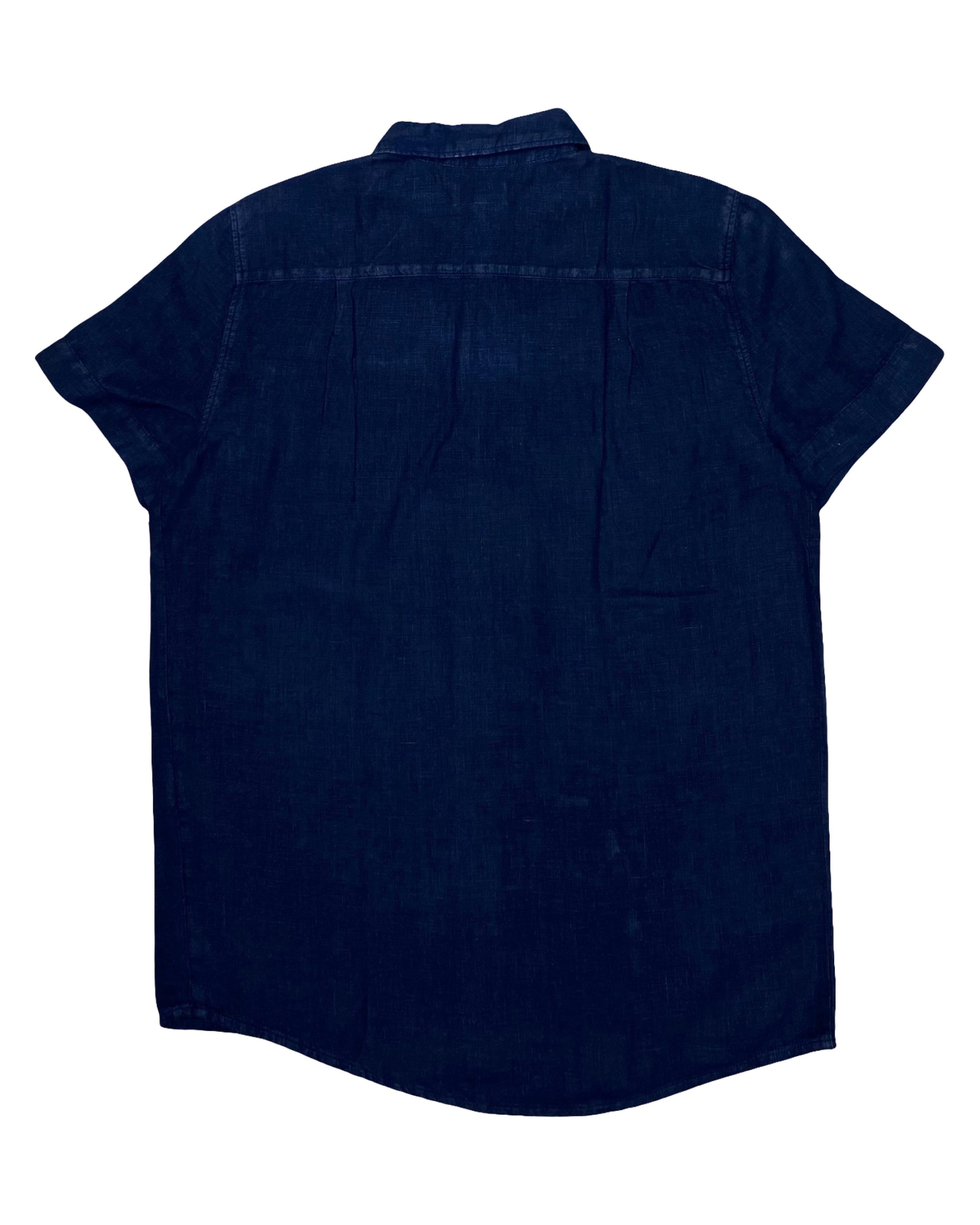 Armor Lux Navy Linen Shirt | Medium | Chest 22”