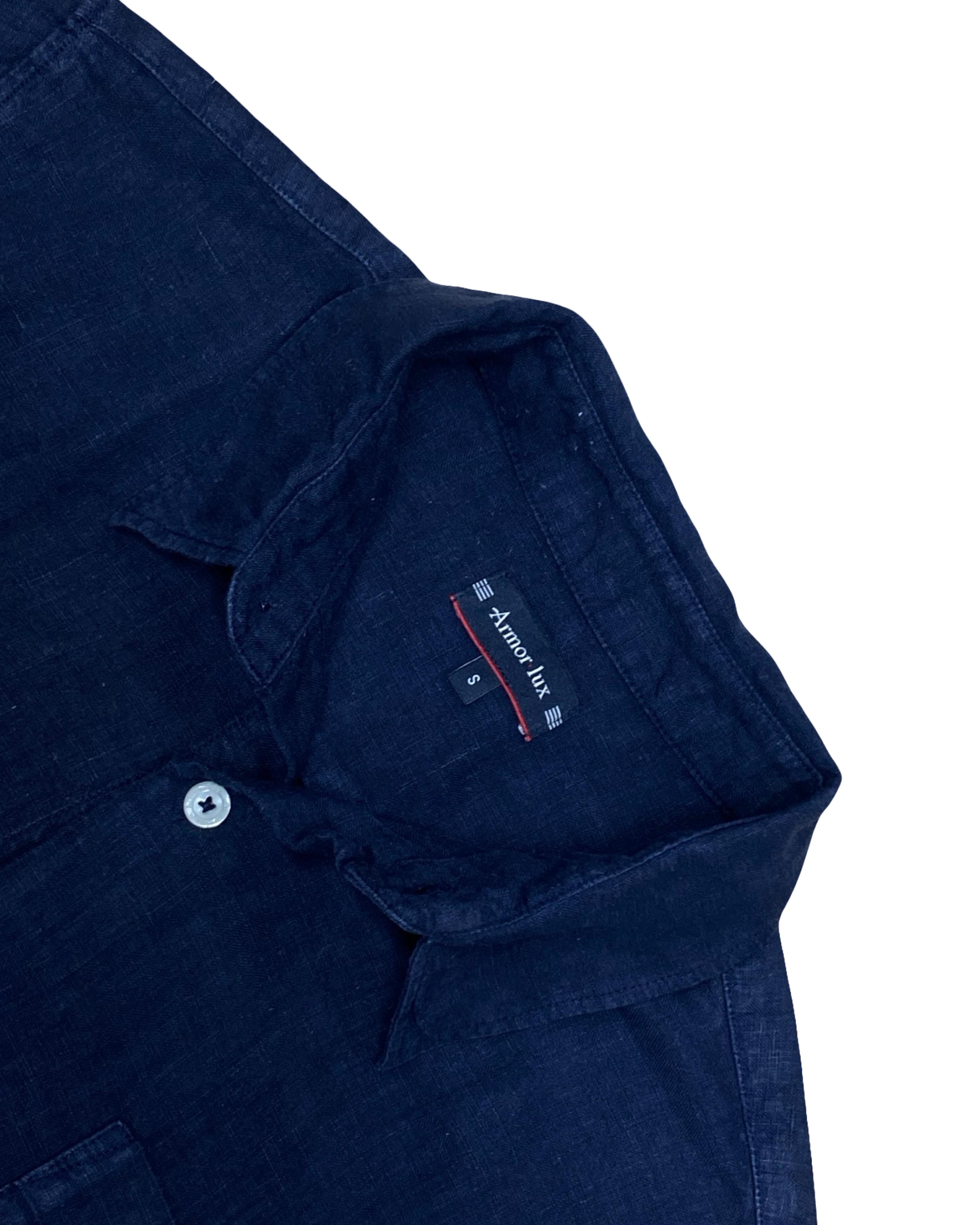 Armor Lux Navy Linen Shirt | Medium | Chest 22”