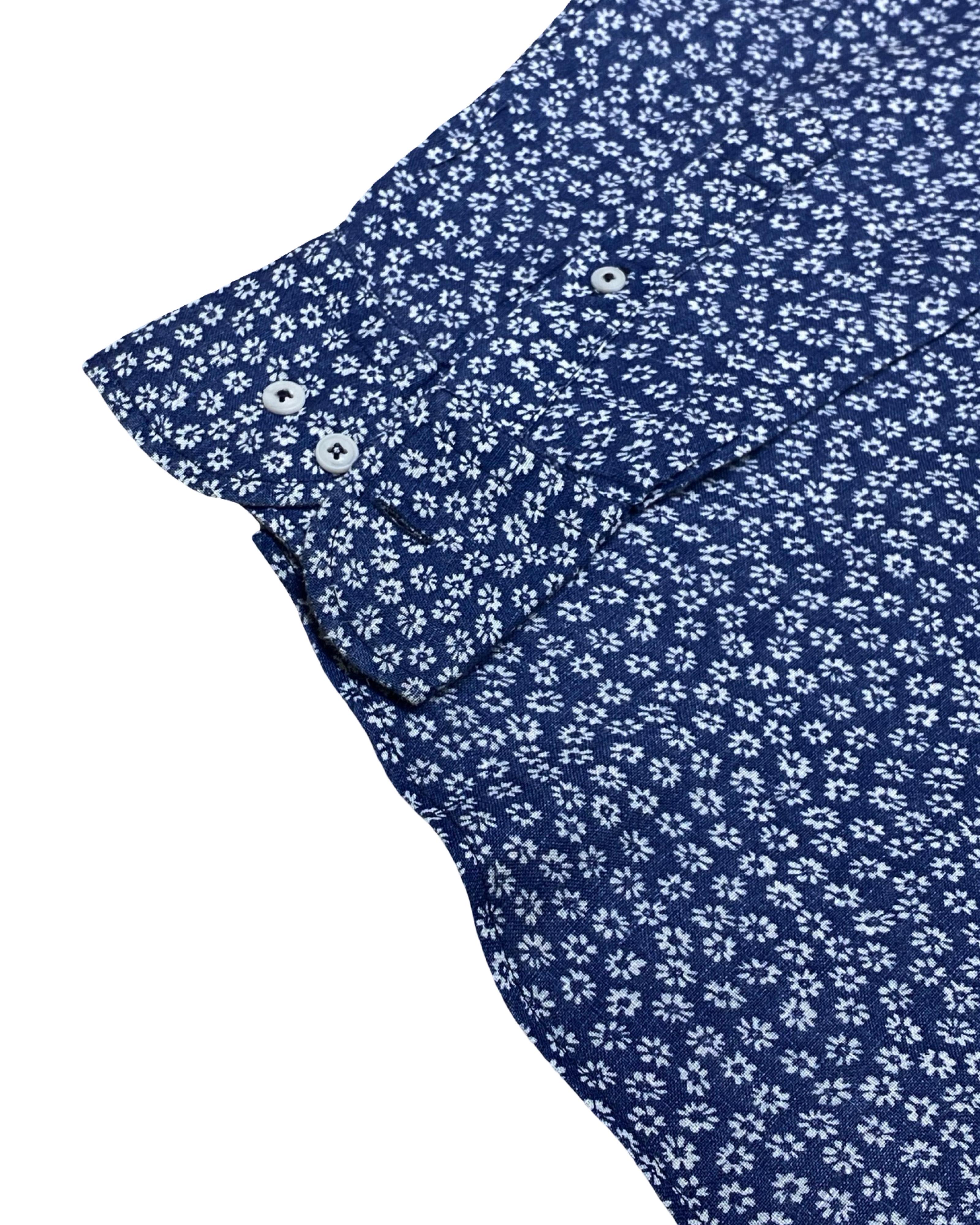 Massimo Dutti Printed Linen Shirt | Medium | Chest 22.5”