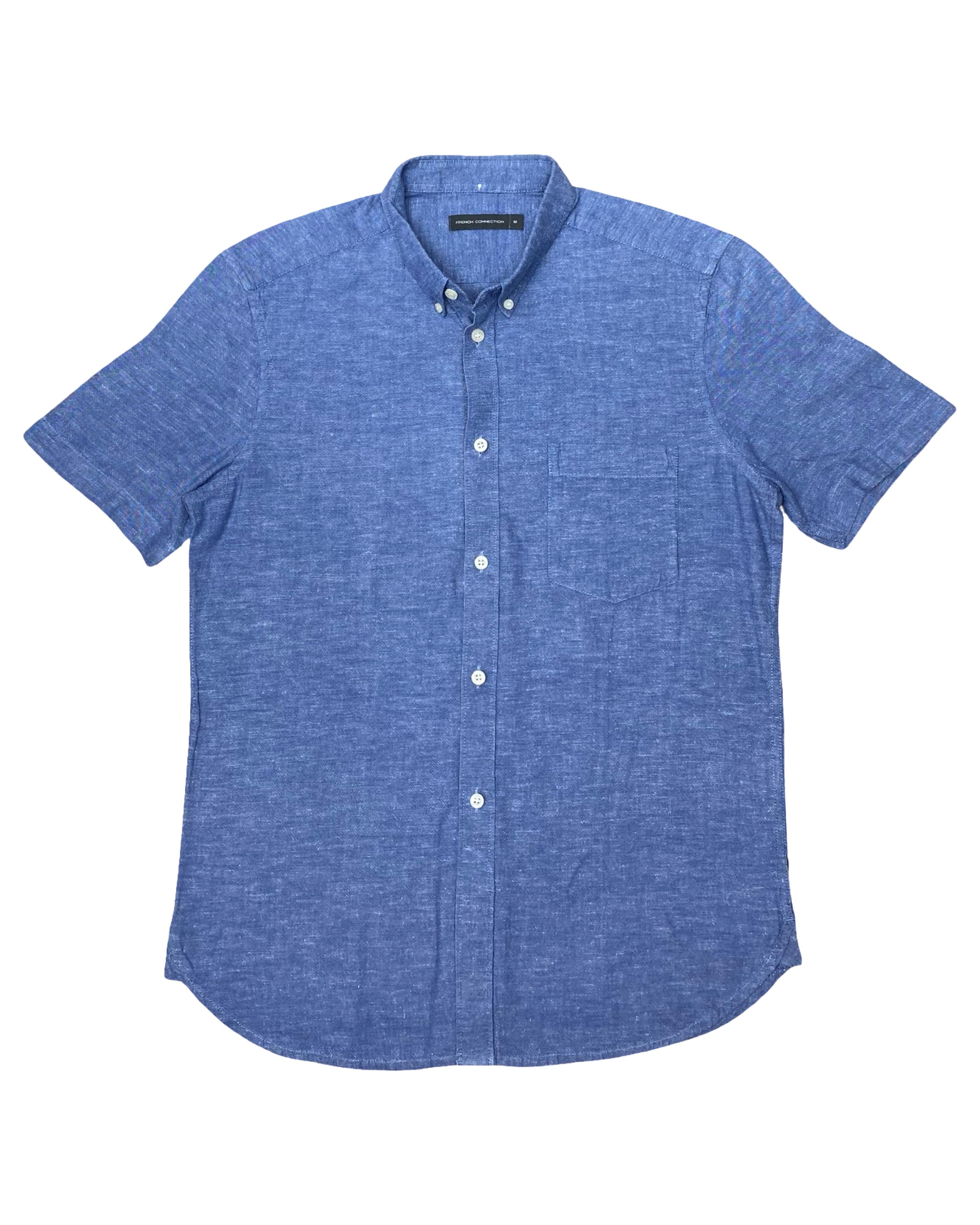 French Connection Indigo Linen Shirt | Medium | Chest 20.5”