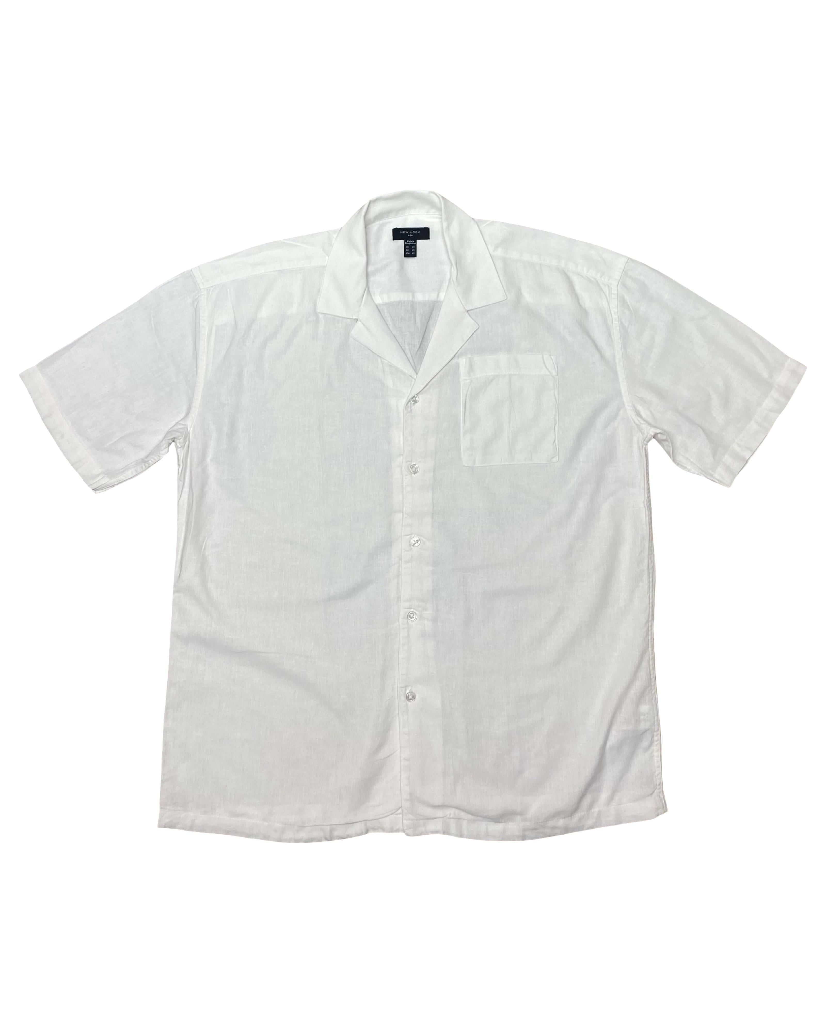 New Look White Linen Shirt | Large | Chest 24”