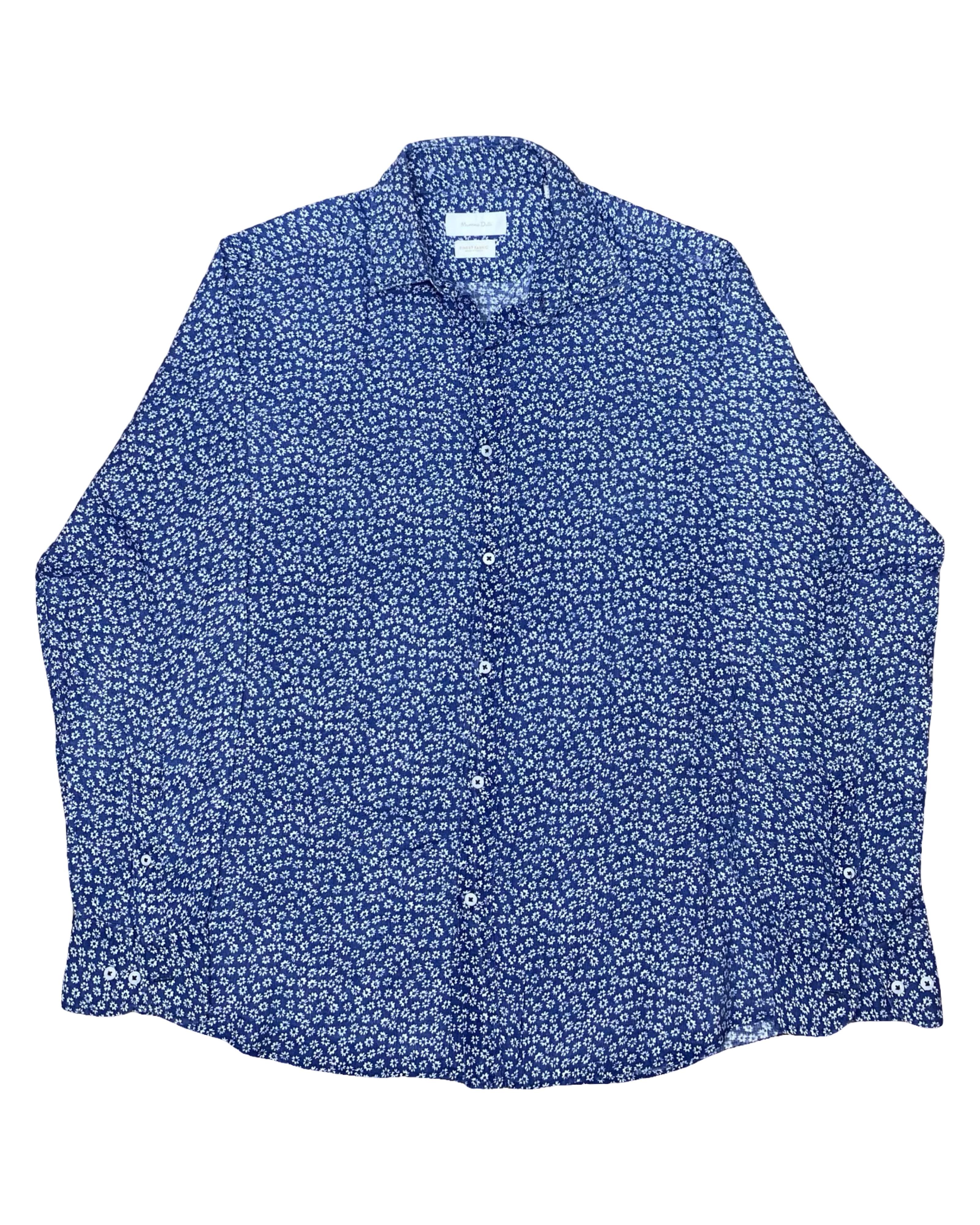 Massimo Dutti Printed Linen Shirt | Medium | Chest 22.5”