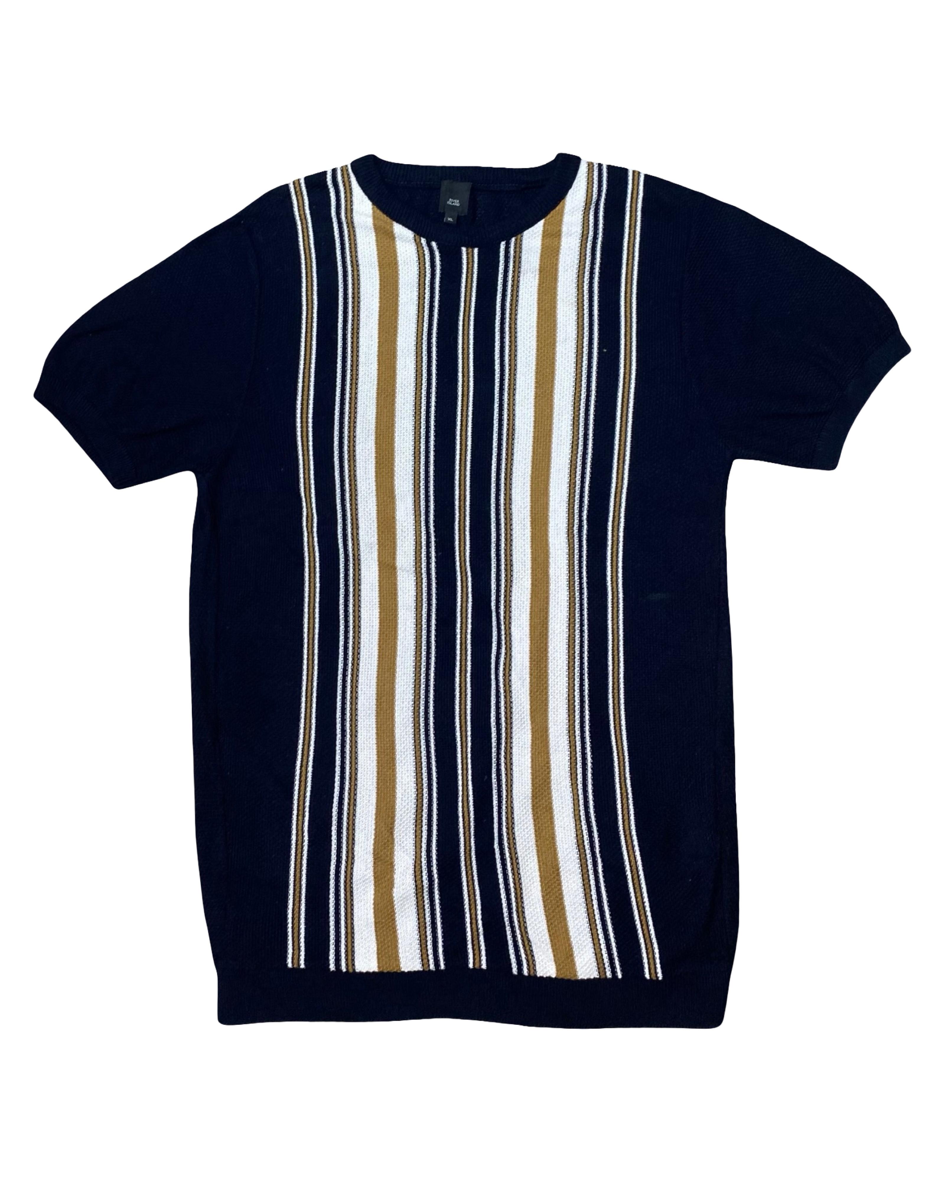 River Island Striped Knit Shirt | Small | Chest 19.5”