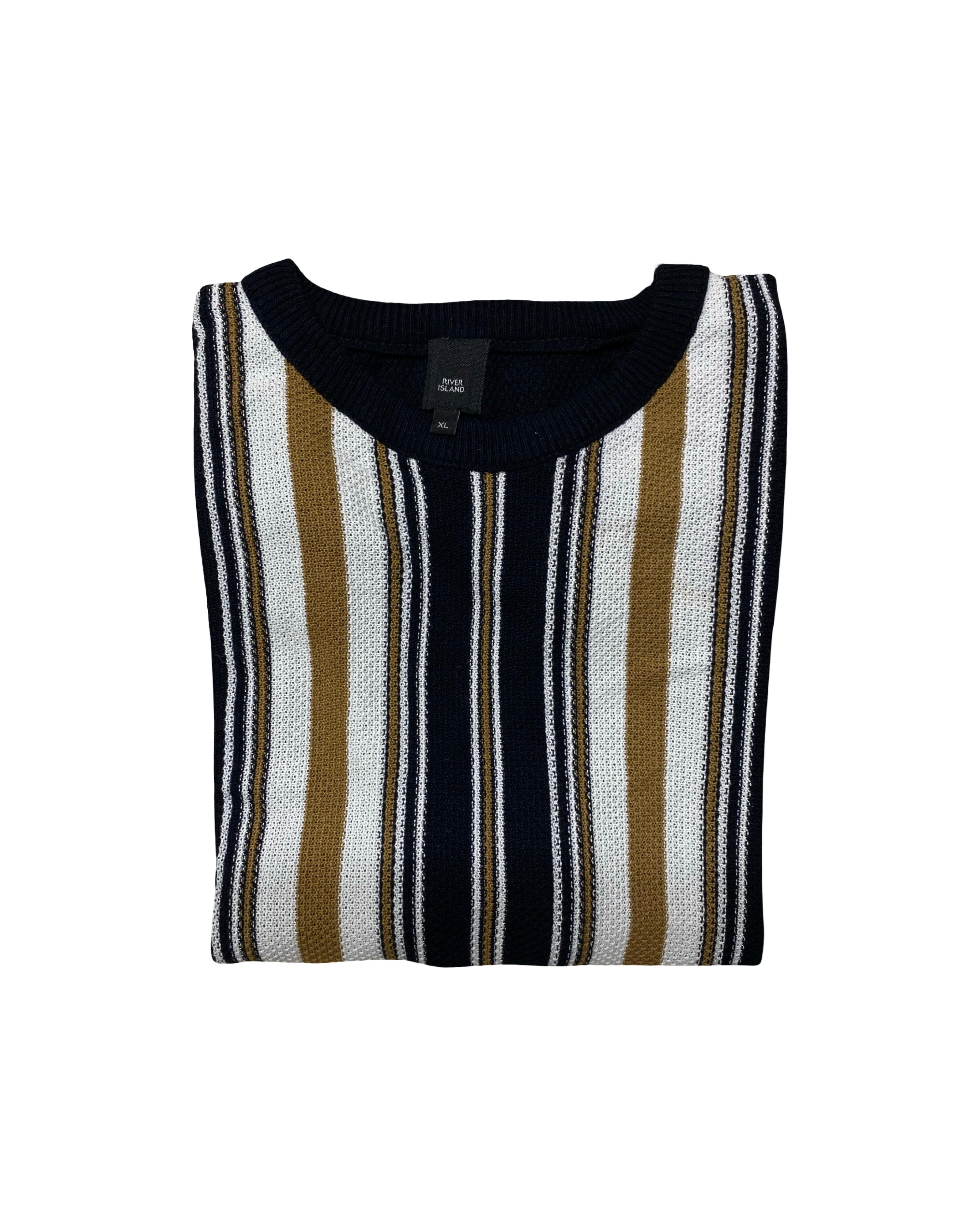 River Island Striped Knit Shirt | Small | Chest 19.5”