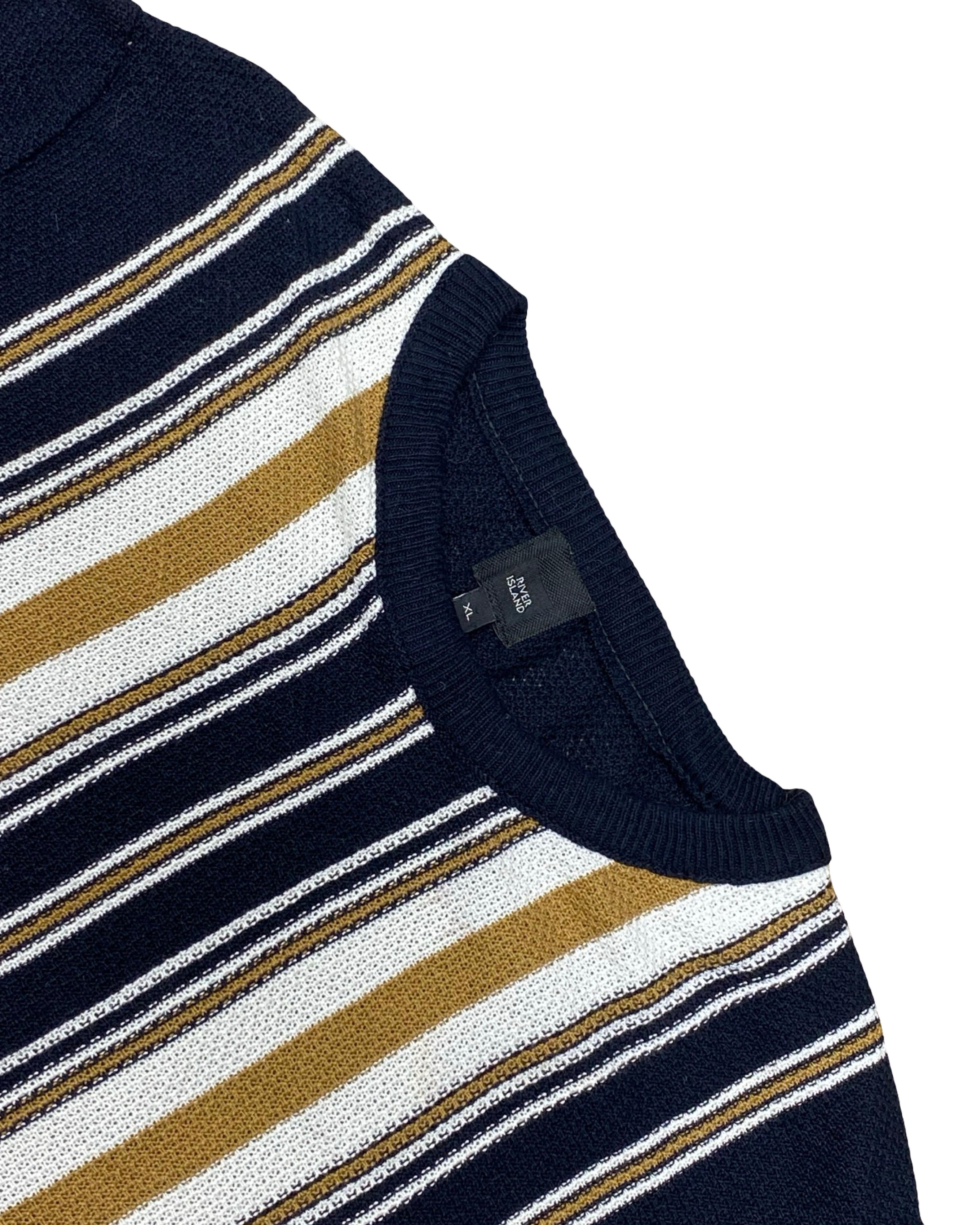 River Island Striped Knit Shirt | Small | Chest 19.5”