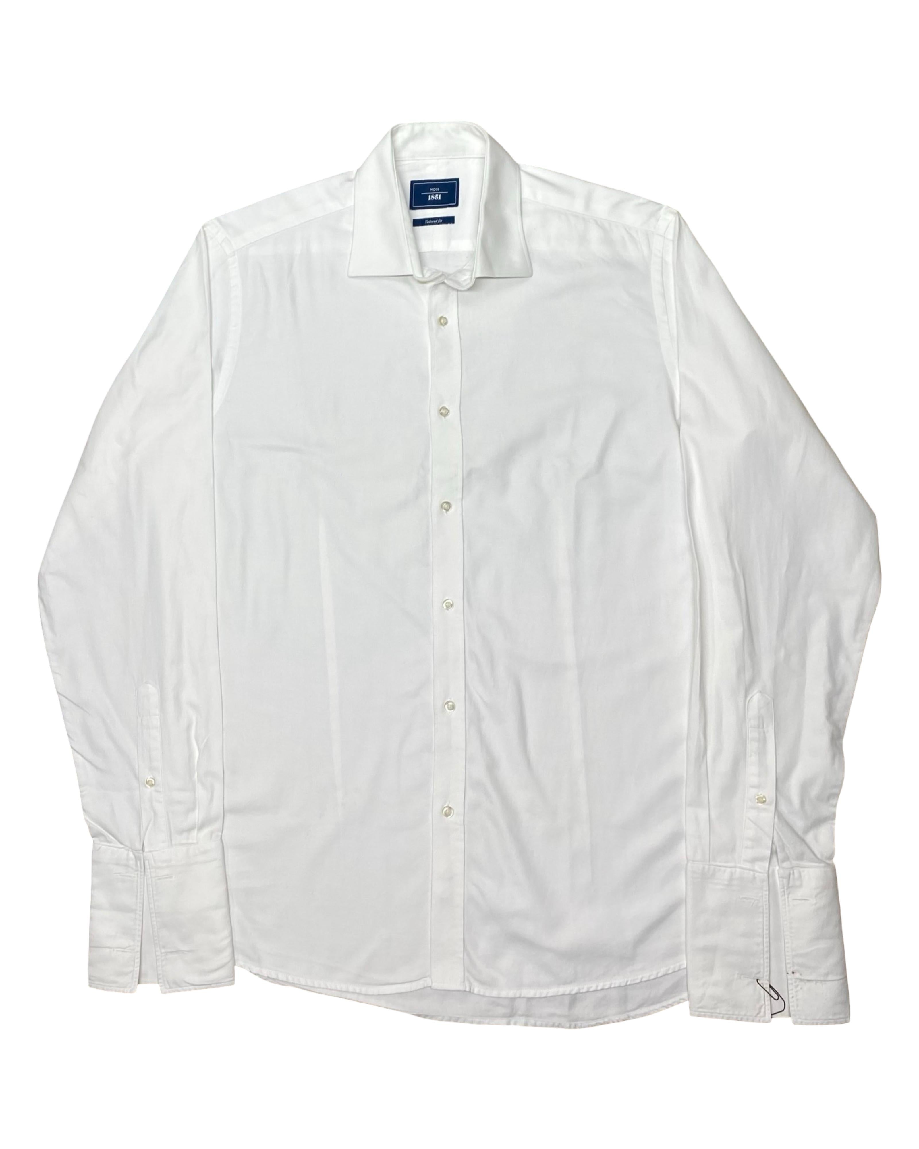 Moss 1851 White Tailored Shirt | Large | Chest 23.5”