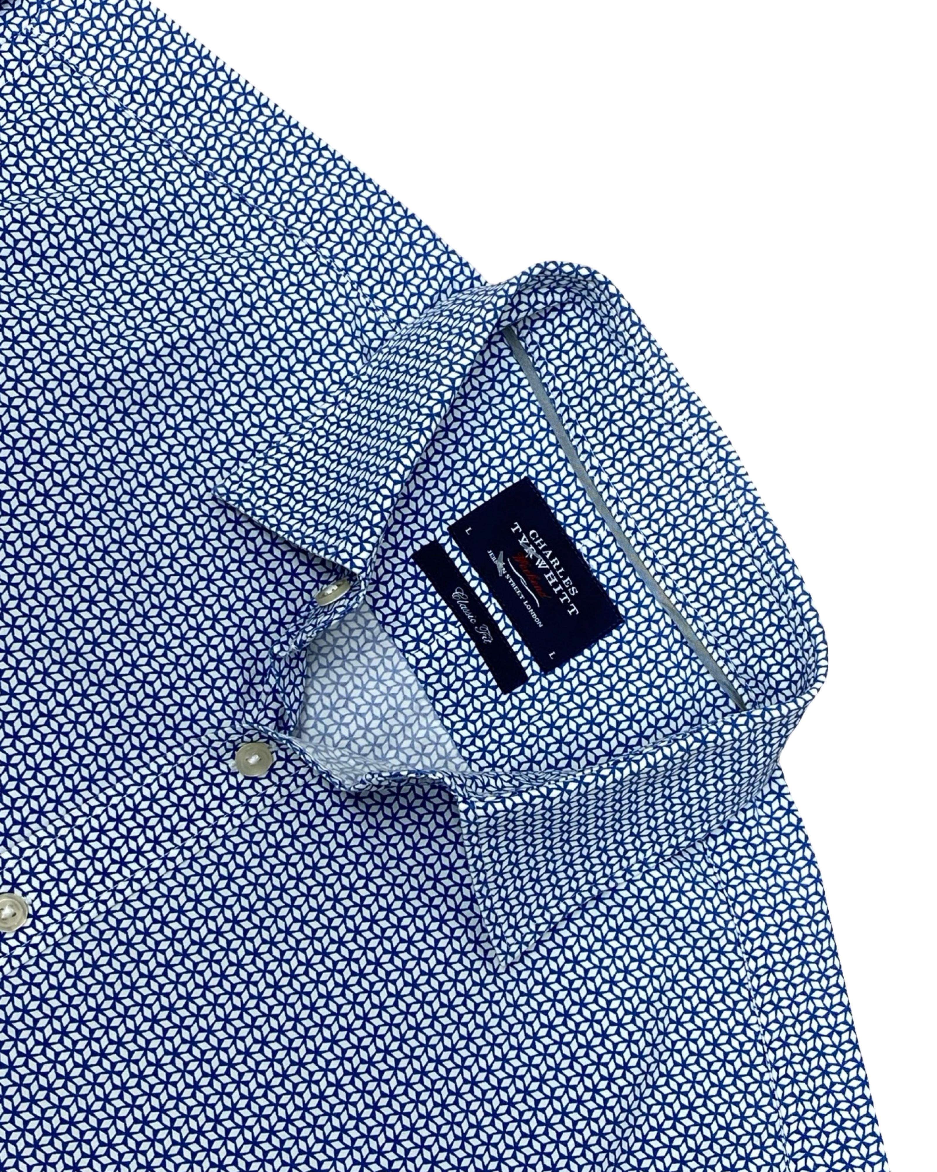 Charles Tyrwhitt Geometric Print Shirt | Large | Chest 24.5”