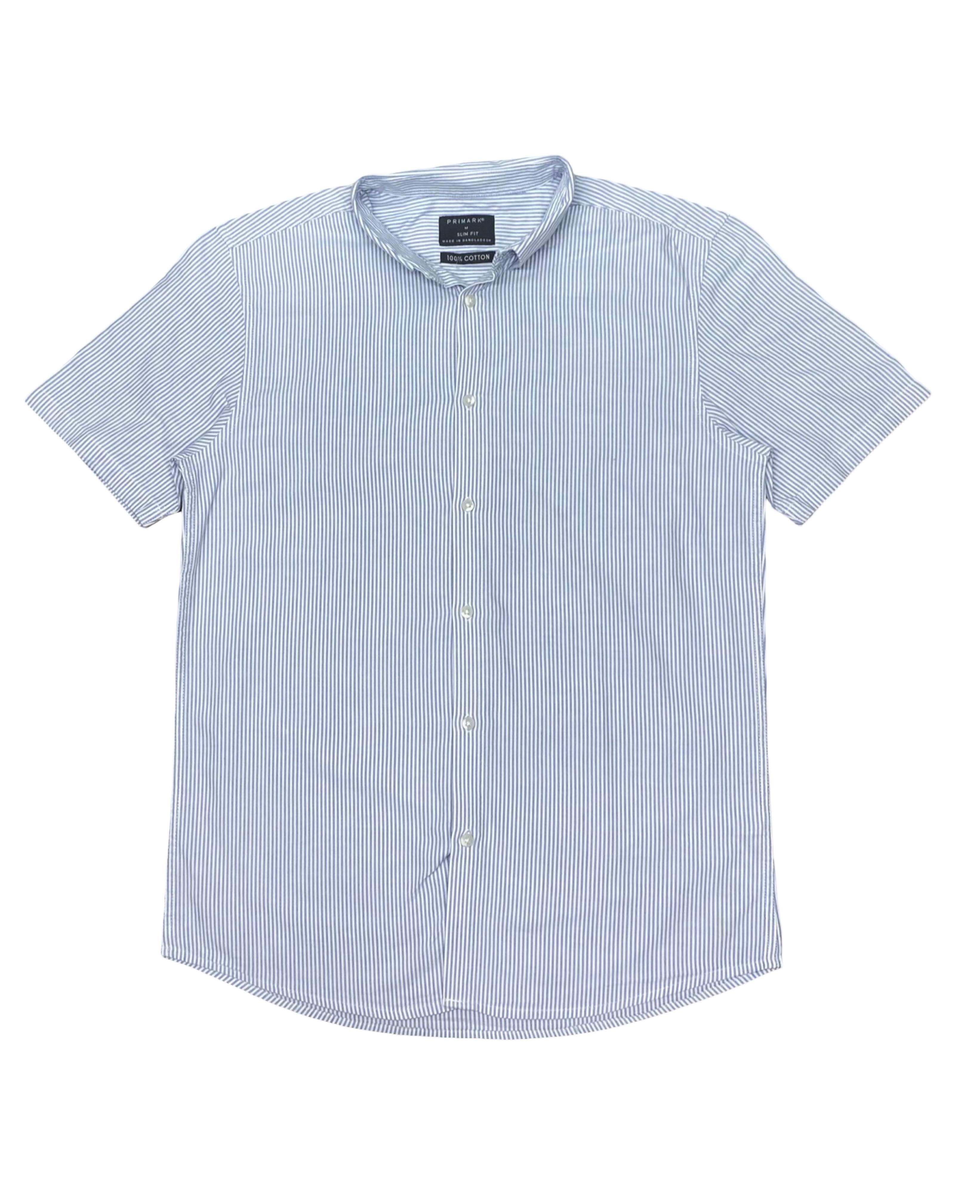 Primark Blue Striped Short Sleeve Shirt | Medium | Chest 21.5”