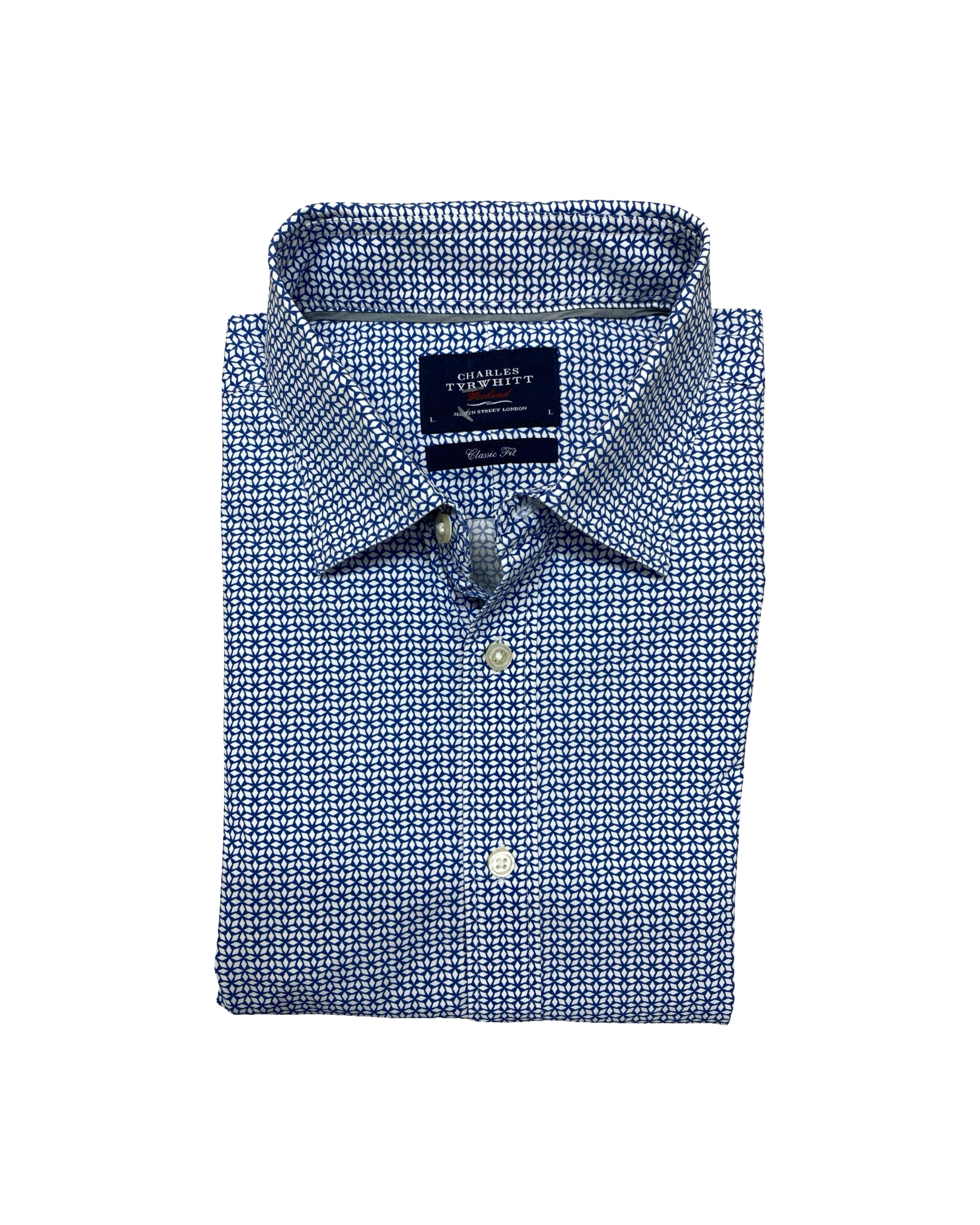 Charles Tyrwhitt Geometric Print Shirt | Large | Chest 24.5”