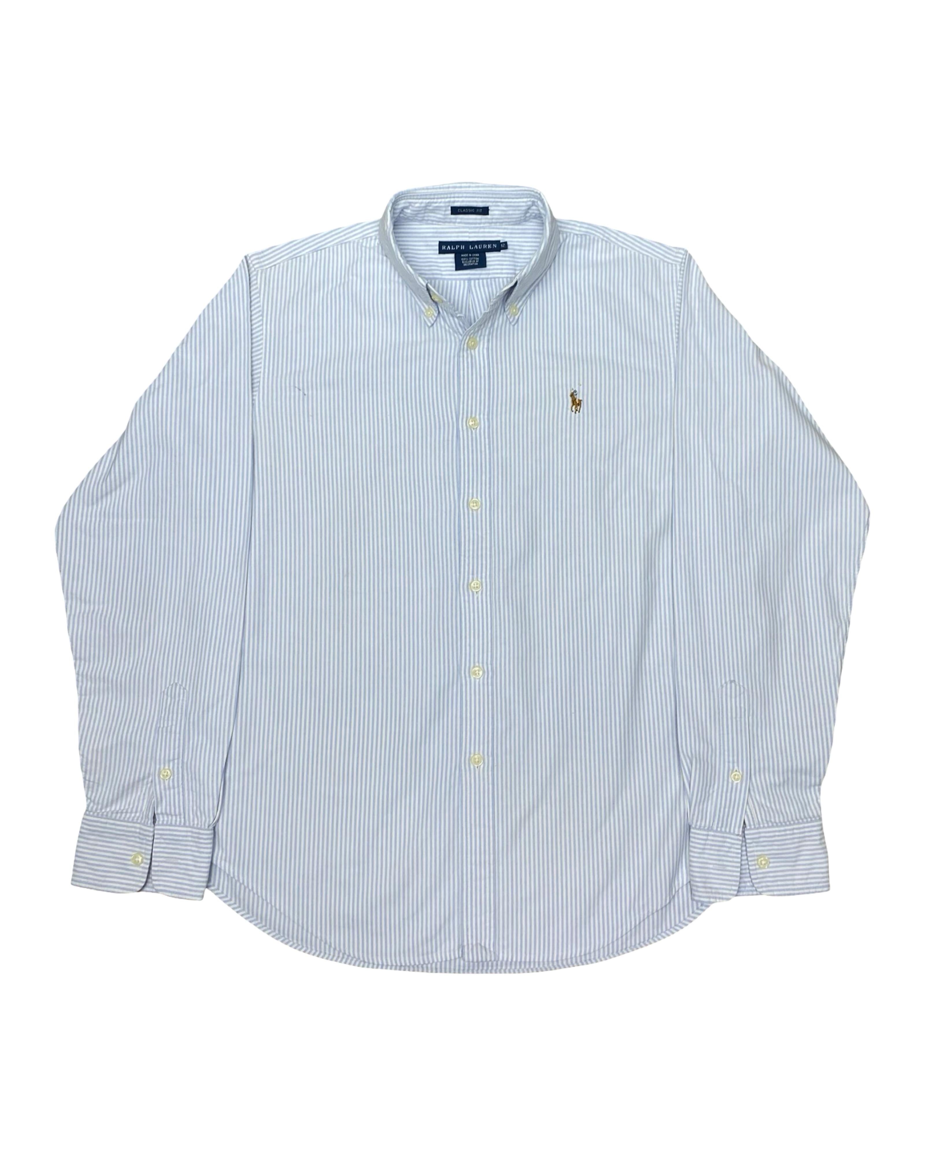 Ralph Lauren Blue & White Striped Shirt | Medium | Chest 21”