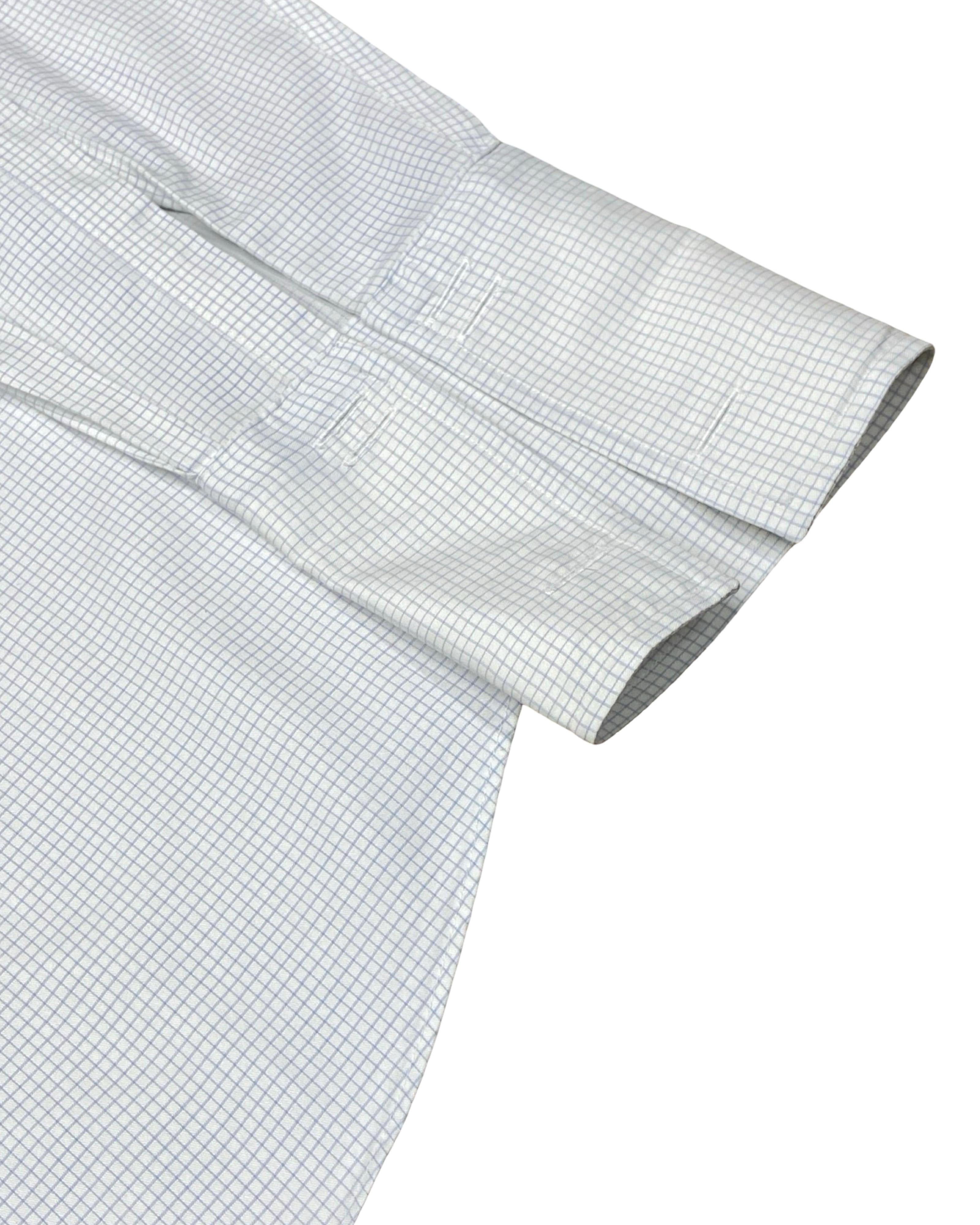 Charles Tyrwhitt Blue Microcheck Shirt | Large | Chest 24.5”