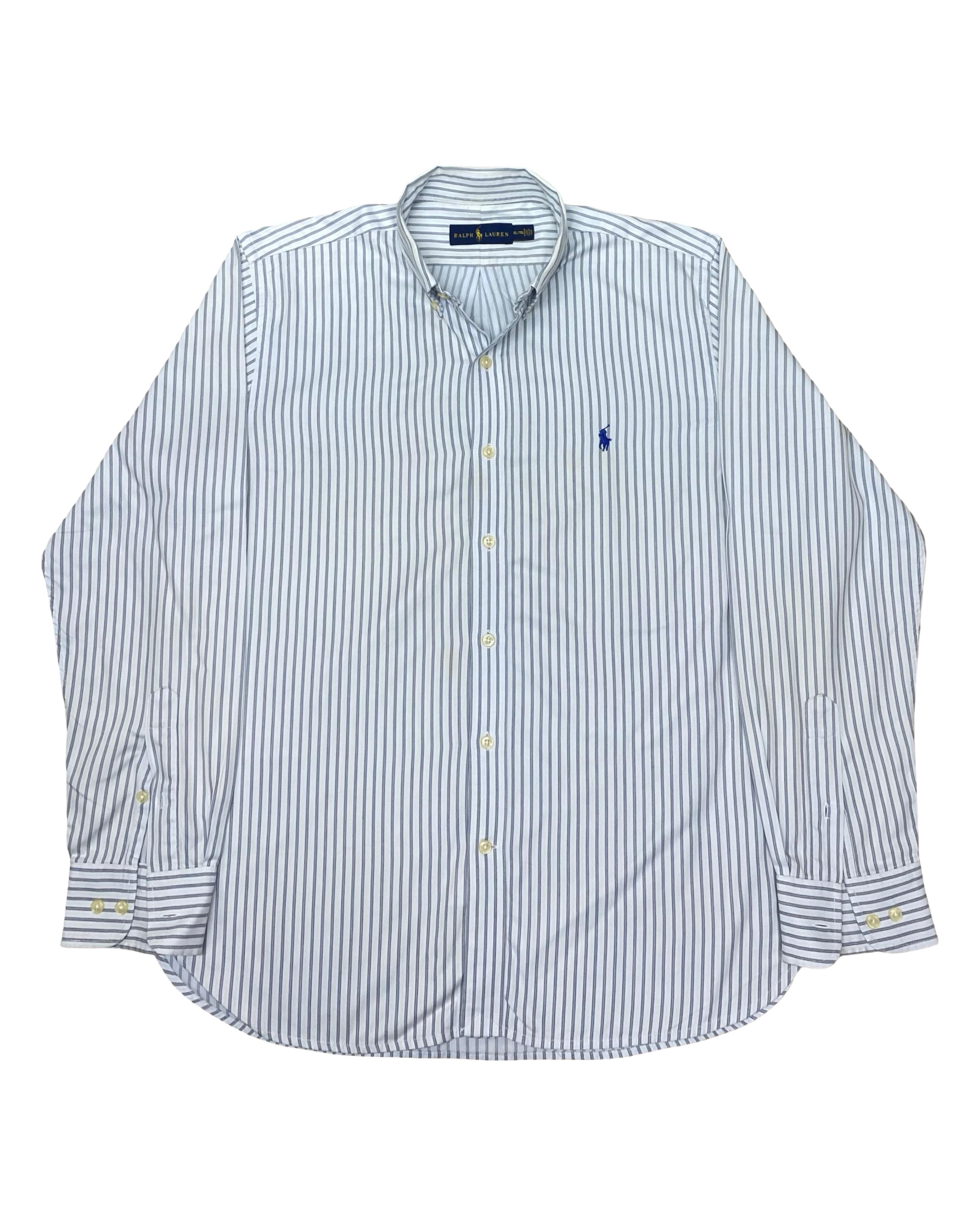 Ralph Lauren Blue & White Striped Shirt | Large | Chest 23.5”