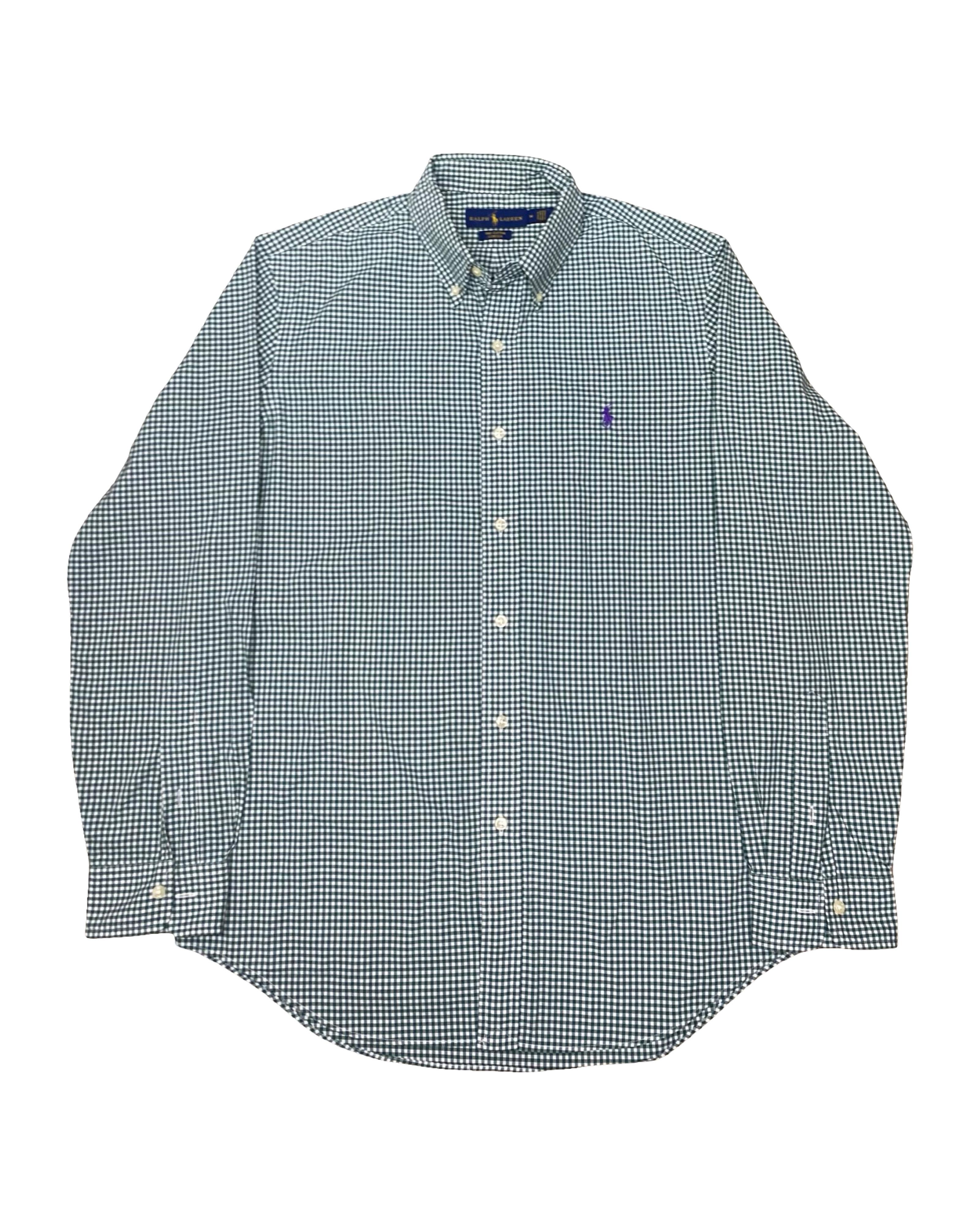 Ralph Lauren Green Gingham Check Shirt | Medium | Chest 23.5”