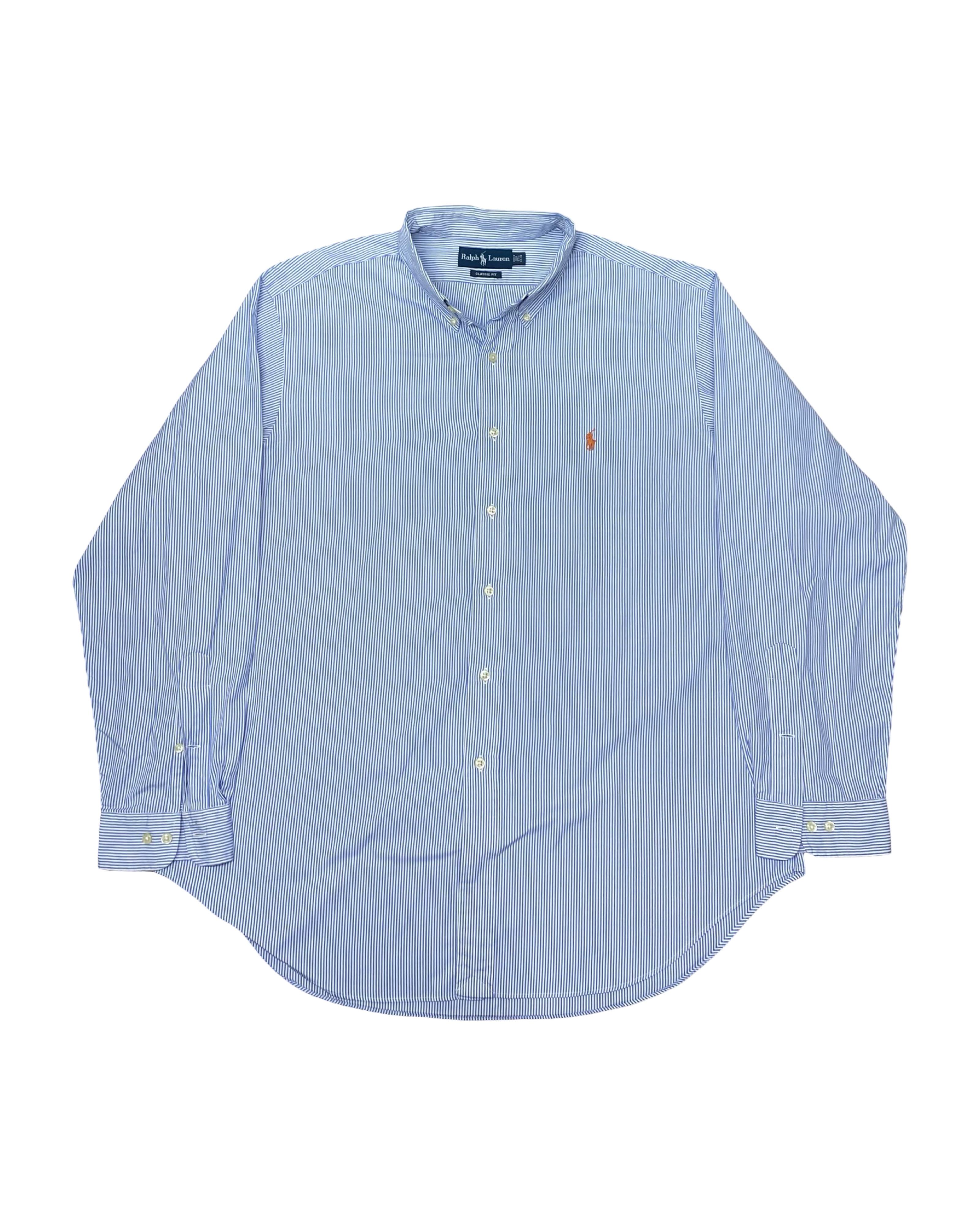 Ralph Lauren Blue Striped Shirt | XL | Chest 27.5”