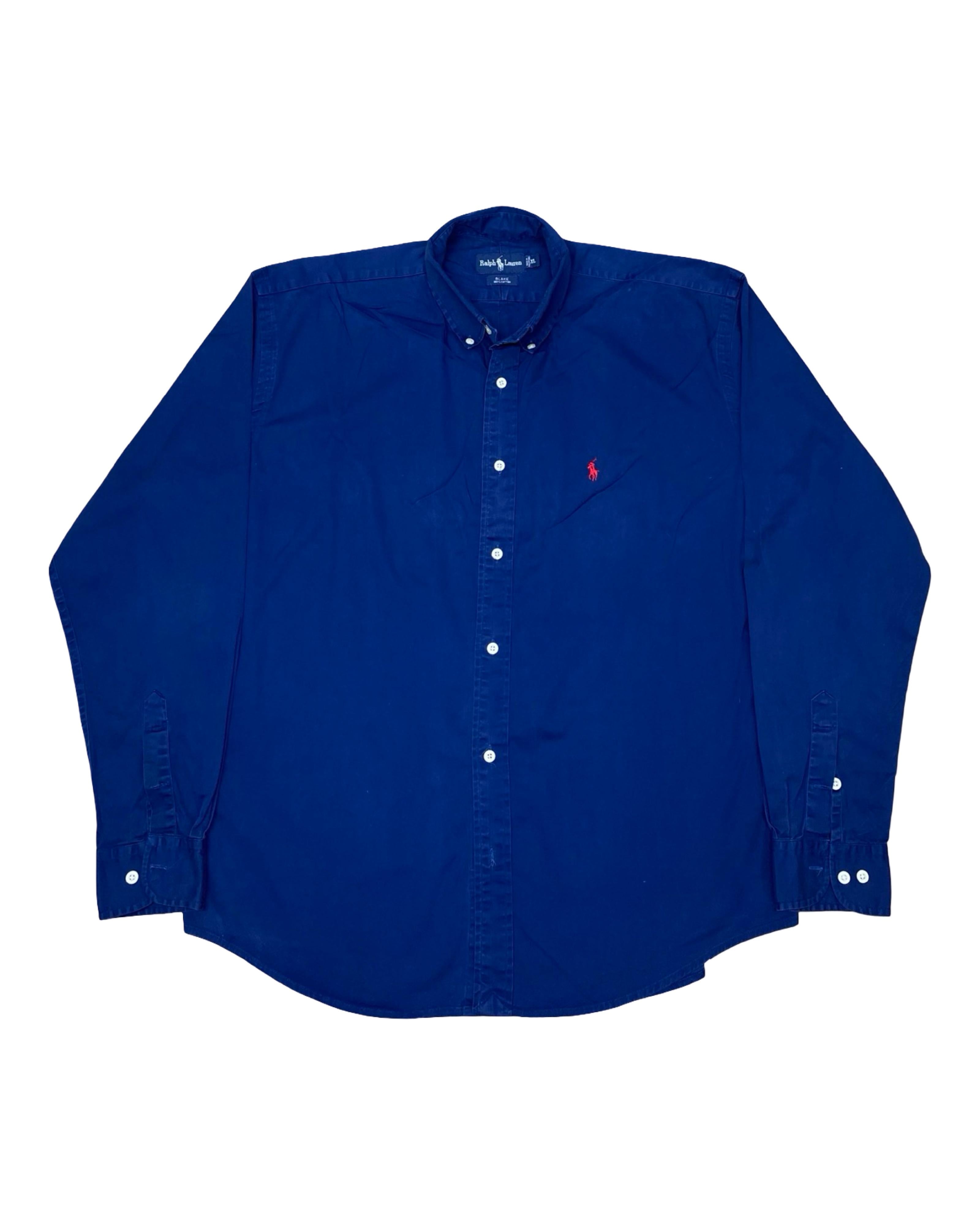Ralph Lauren Navy Oxford Shirt | Large | Chest 22.5”